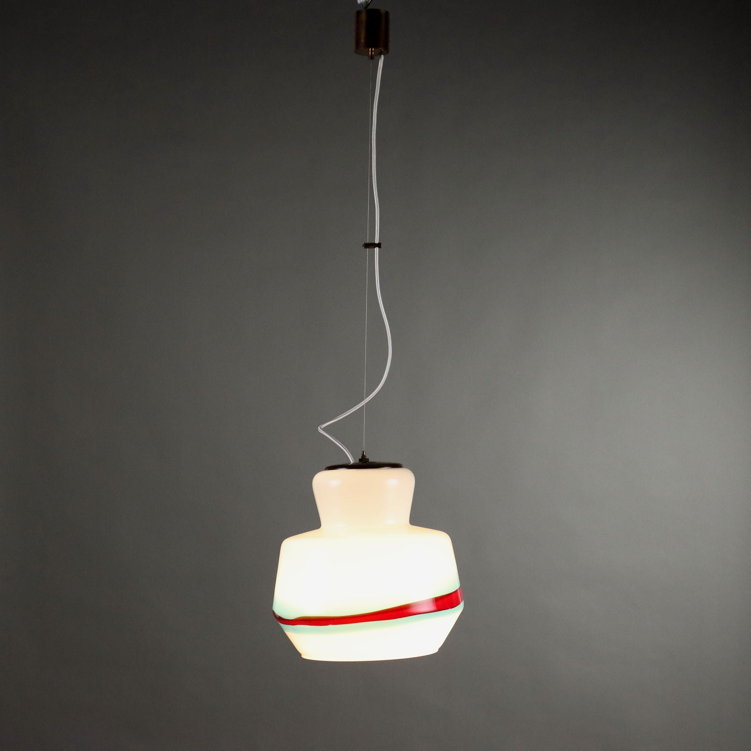 Vintage Ceiling Lamp Milk Glass Brass Italy 1960s | Modernism  Lighting