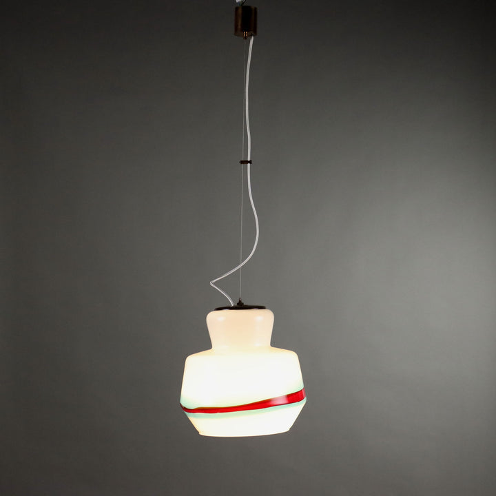 Vintage Ceiling Lamp Milk Glass Brass Italy 1960s | Modernism  Lighting