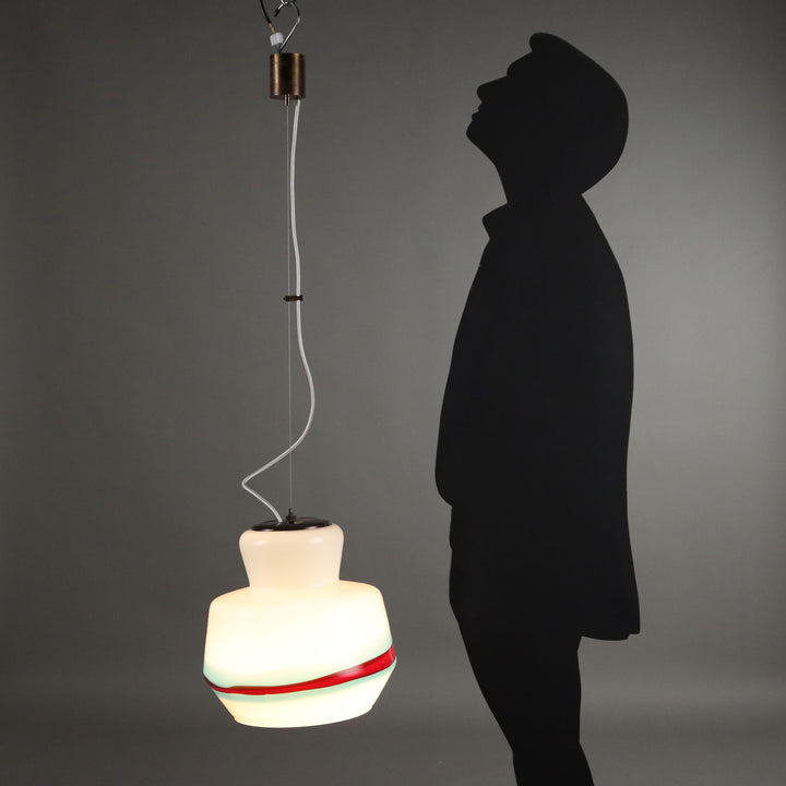 Vintage Ceiling Lamp Milk Glass Brass Italy 1960s | Modernism  Lighting