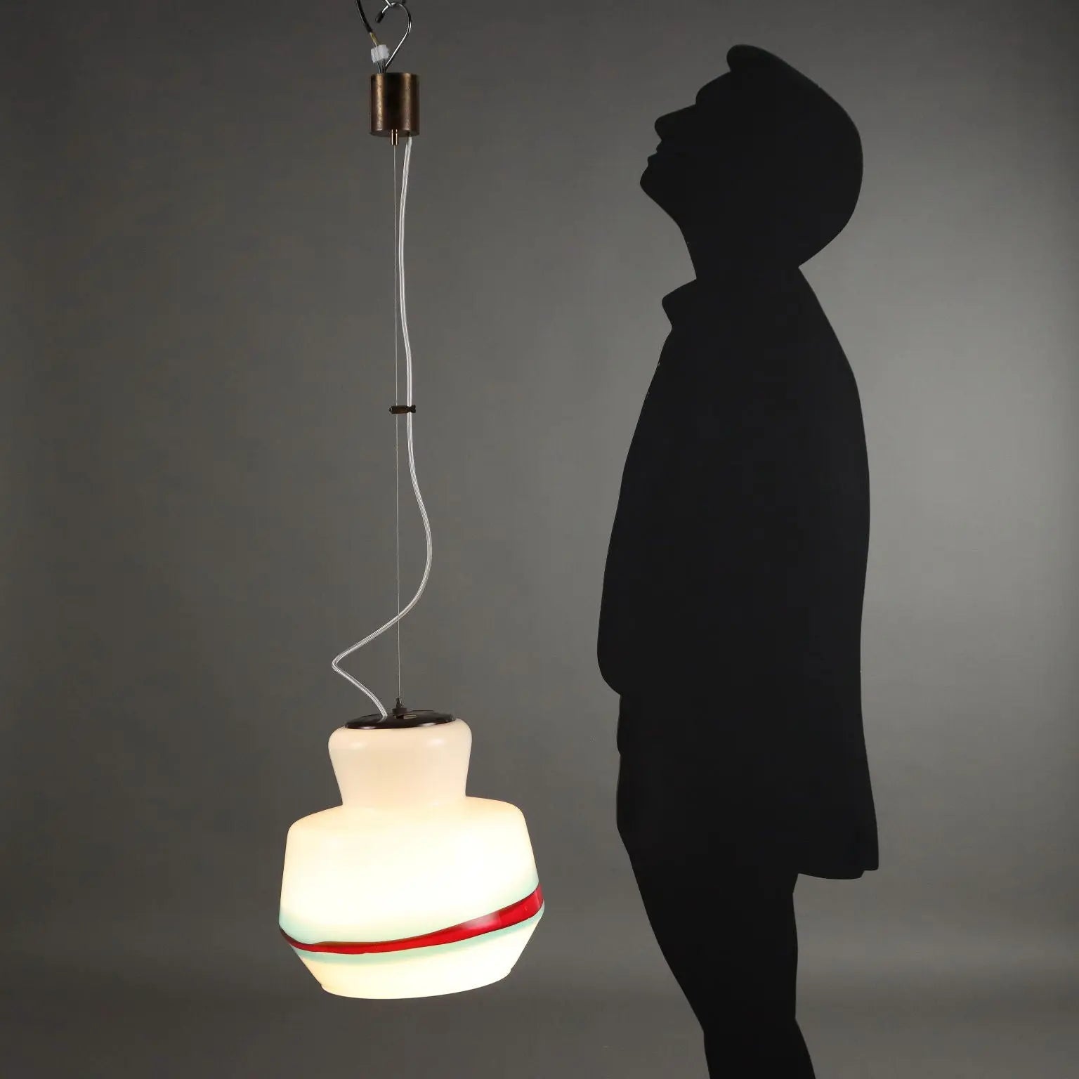 Vintage Ceiling Lamp Milk Glass Brass Italy 1960s | Modernism | Lighting