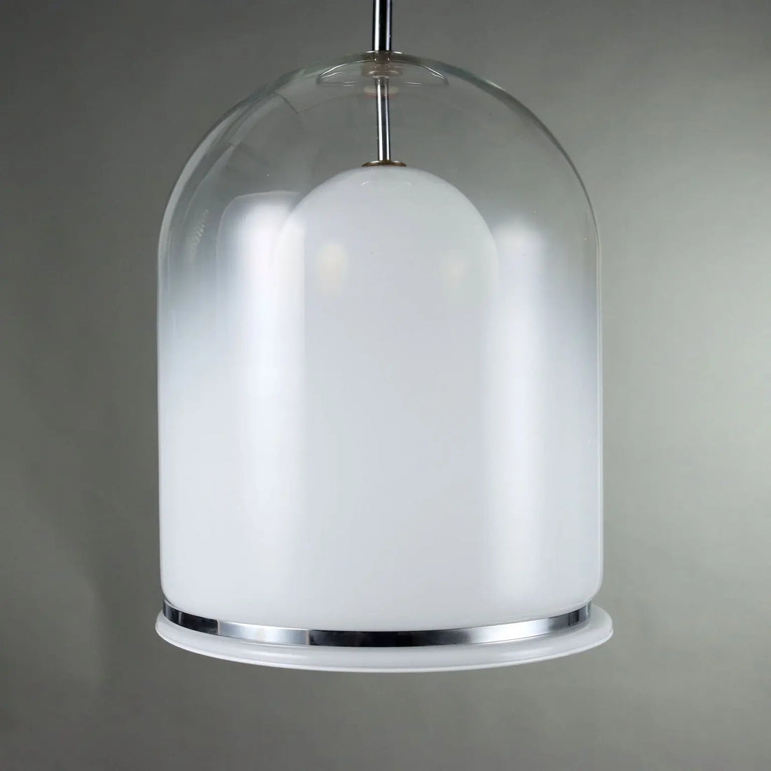 Vintage Ceiling Lamp Chromed Metal Glass Italy 1970s | Modernism | Lighting