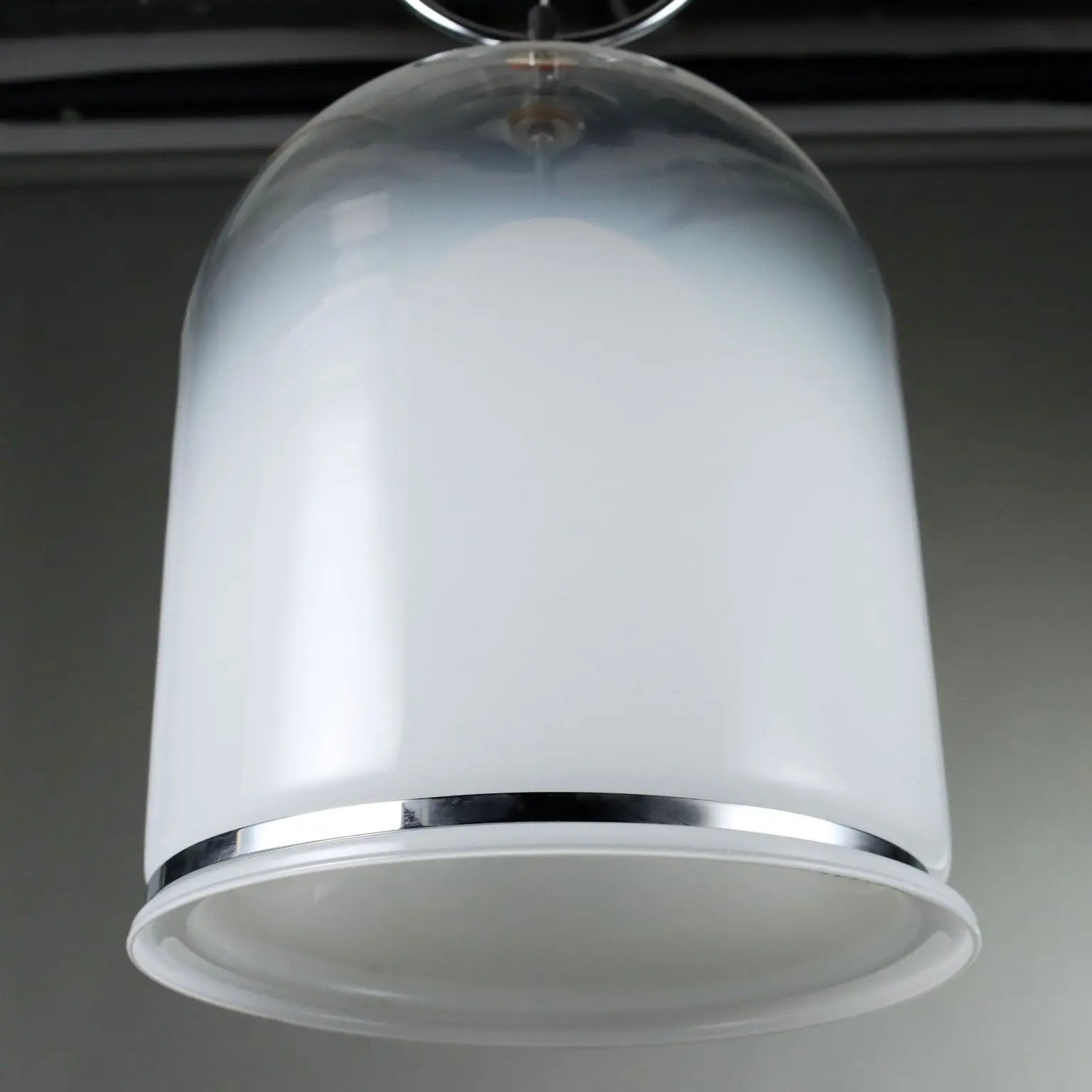 Vintage Ceiling Lamp Chromed Metal Glass Italy 1970s | Modernism | Lighting