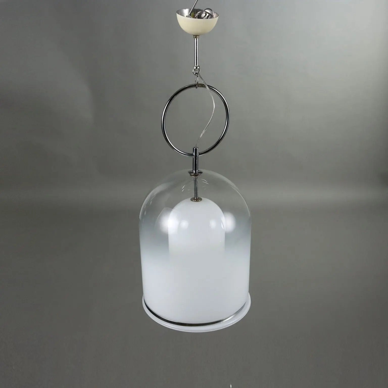 Vintage Ceiling Lamp Chromed Metal Glass Italy 1970s | Modernism | Lighting