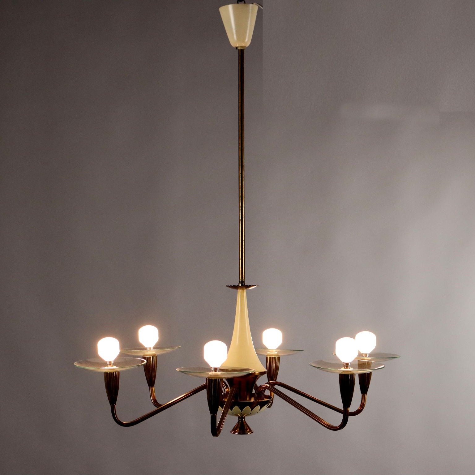 Vintage Ceiling Lamp Aluminium Brass Italy 1950s-1960s | Modernism  Lighting