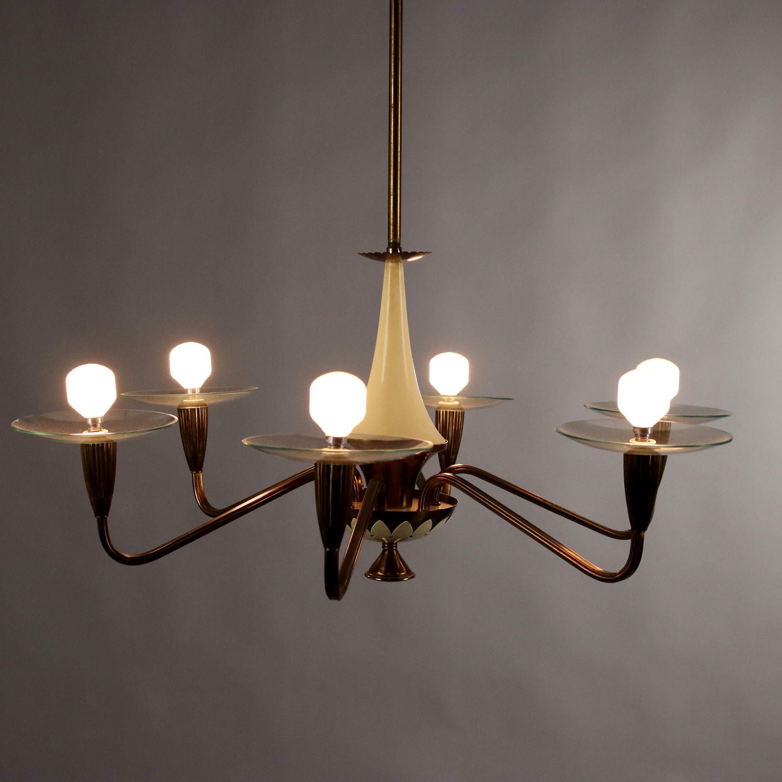 Vintage Ceiling Lamp Aluminium Brass Italy 1950s-1960s | Modernism  Lighting