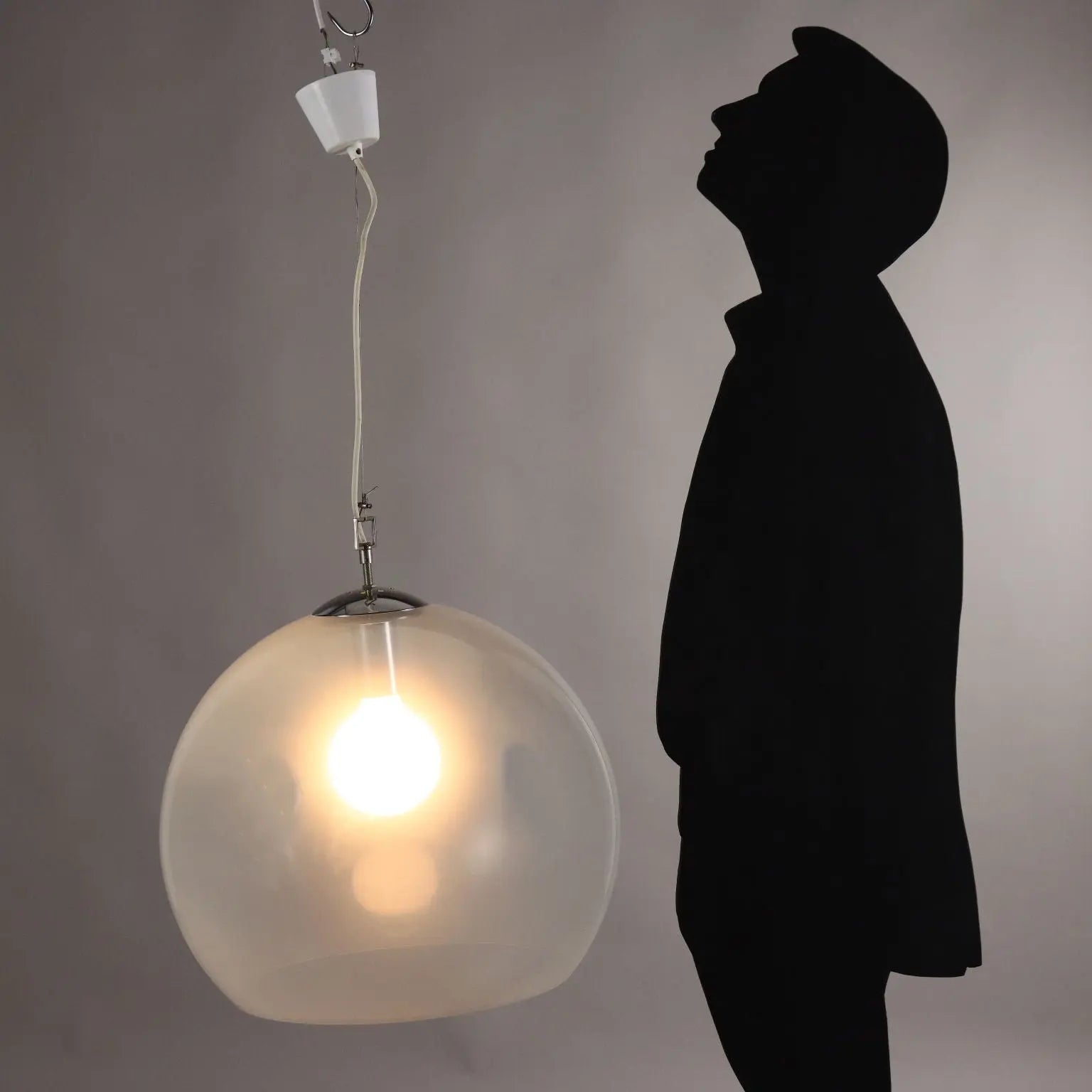 Vintage Ceiling Lamp Glass Metal Italy 1970s | Modernism | Lighting