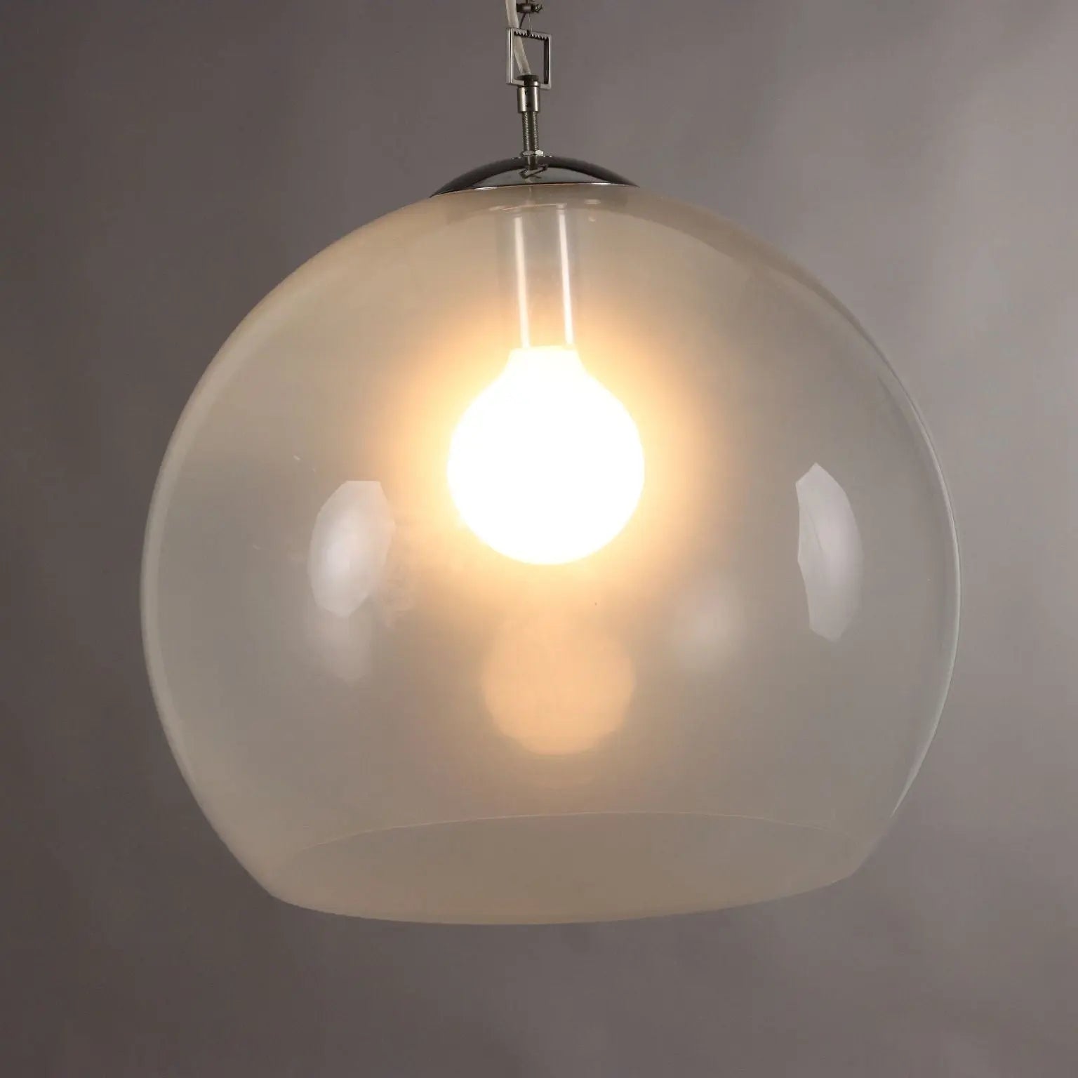 Vintage Ceiling Lamp Glass Metal Italy 1970s | Modernism | Lighting