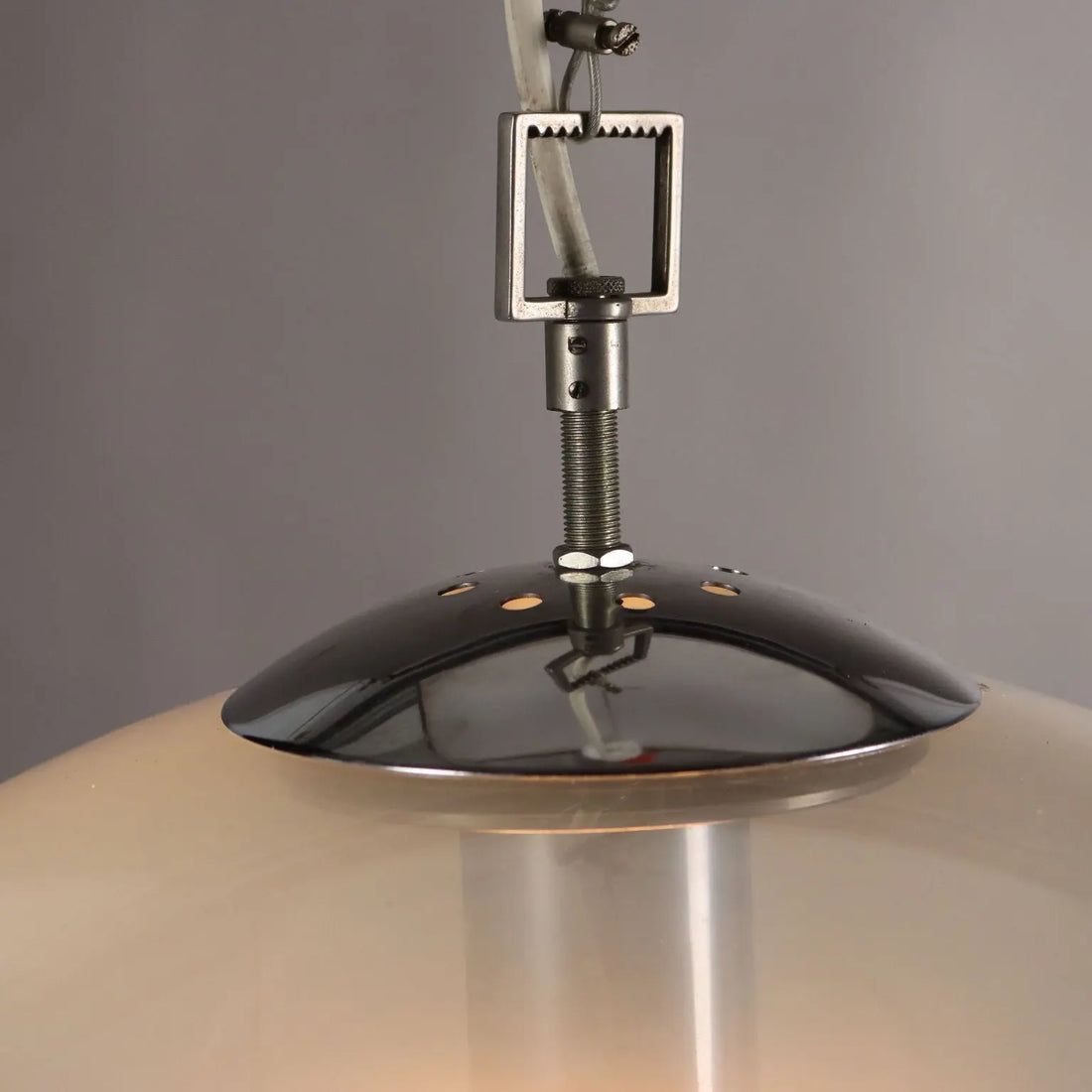 Vintage Ceiling Lamp Glass Metal Italy 1970s | Modernism | Lighting
