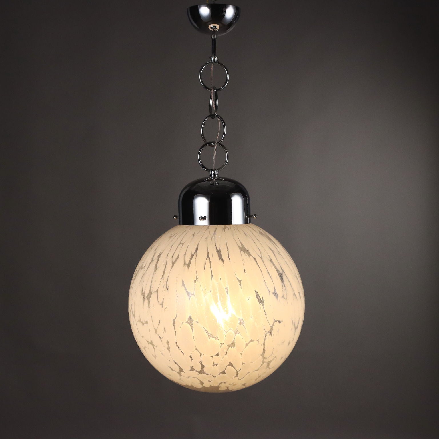 Vintage Ceiling Lamp Metal Blown Glass Italy 1960s-1970s | Modernism  Lighting