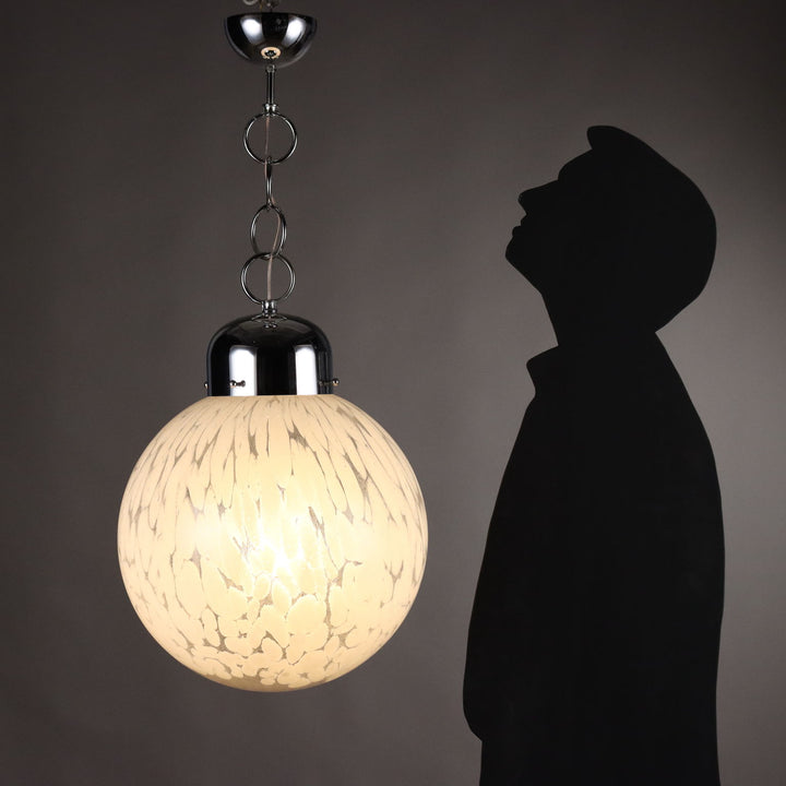 Vintage Ceiling Lamp Metal Blown Glass Italy 1960s-1970s | Modernism  Lighting