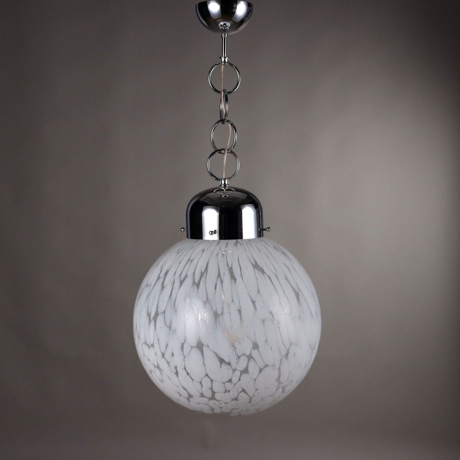 Vintage Ceiling Lamp Metal Blown Glass Italy 1960s-1970s | Modernism  Lighting