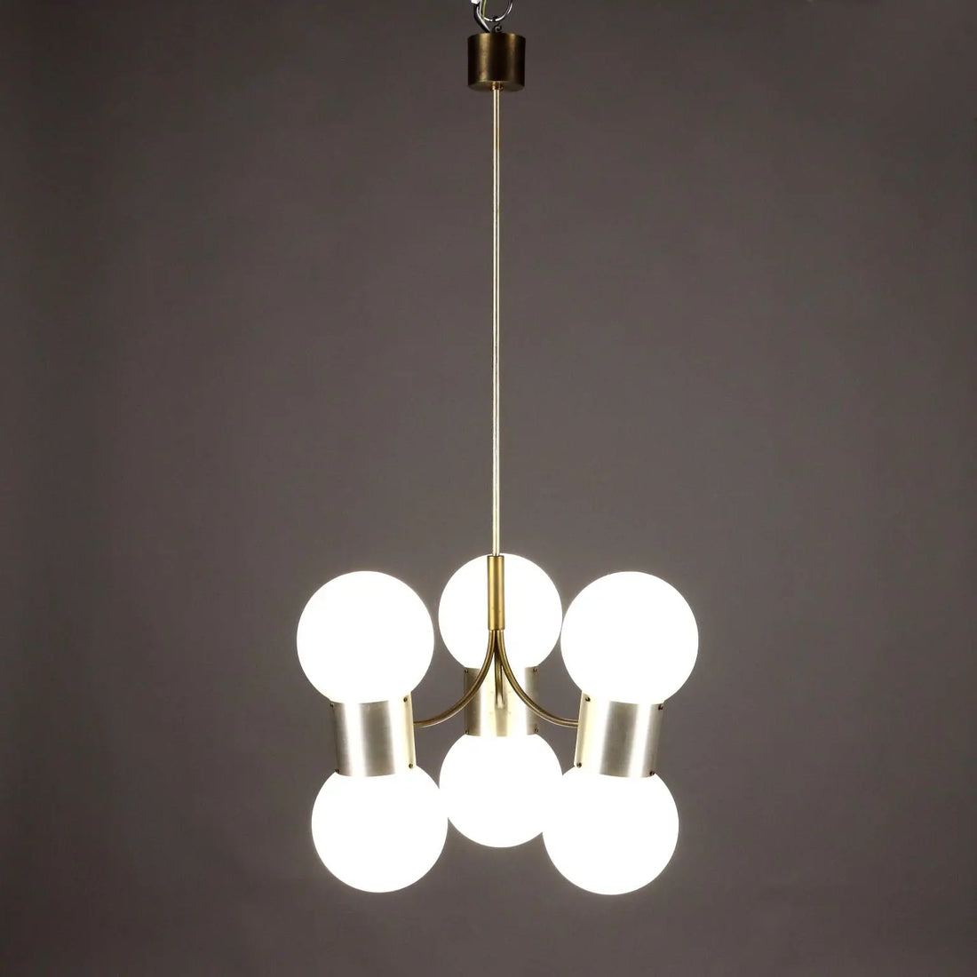 Vintage Ceiling Lamp Aluminium Glass Italy 1970s | Modernism | Lighting