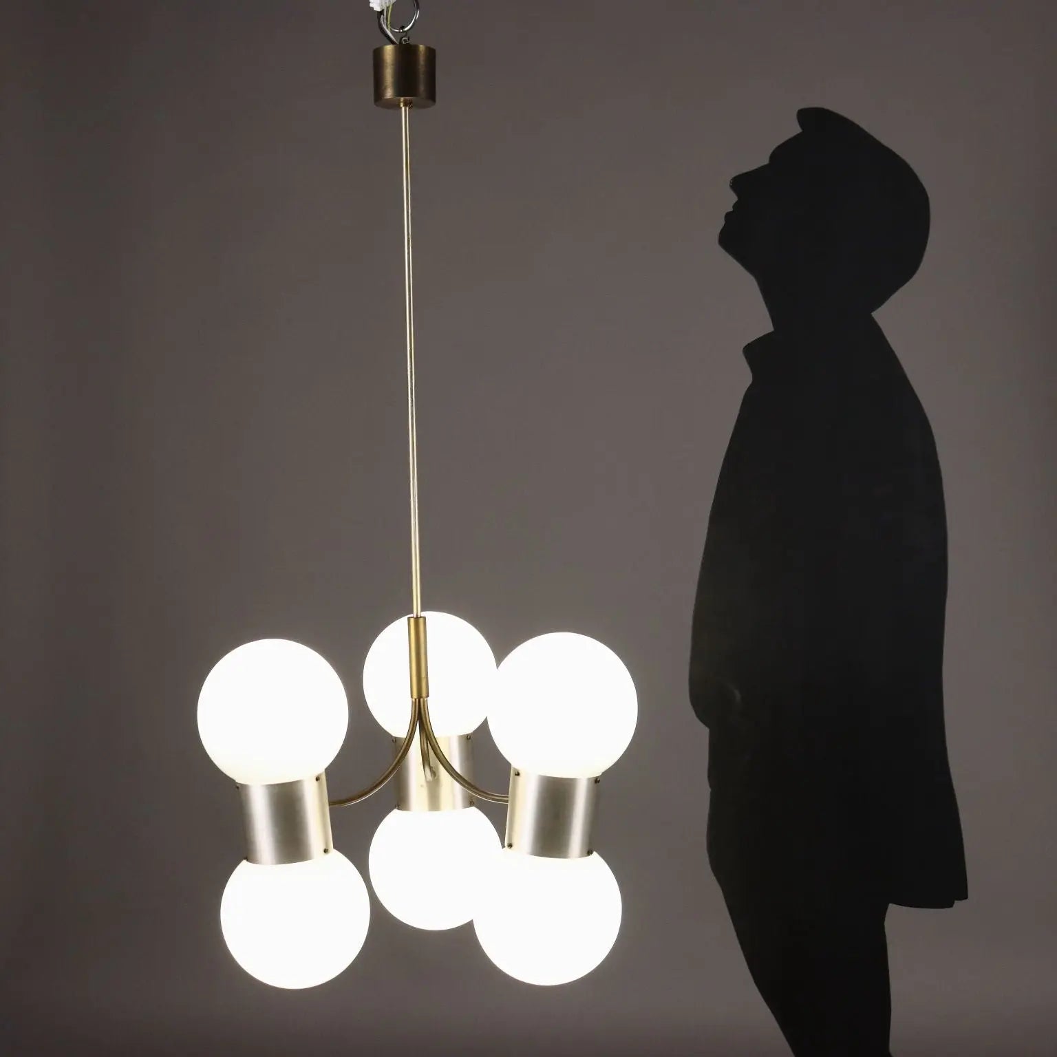 Vintage Ceiling Lamp Aluminium Glass Italy 1970s | Modernism | Lighting