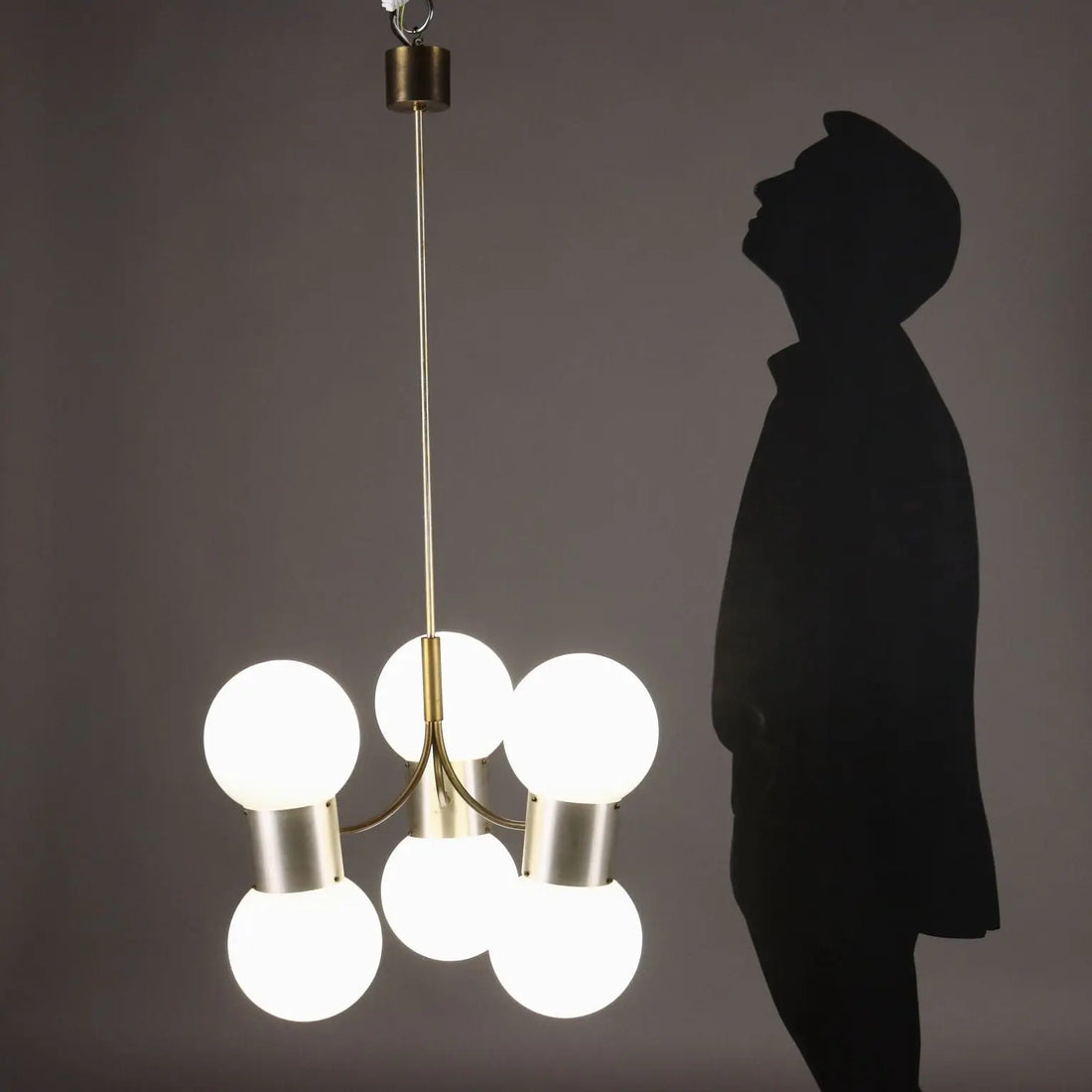 Vintage Ceiling Lamp Aluminium Glass Italy 1970s | Modernism | Lighting