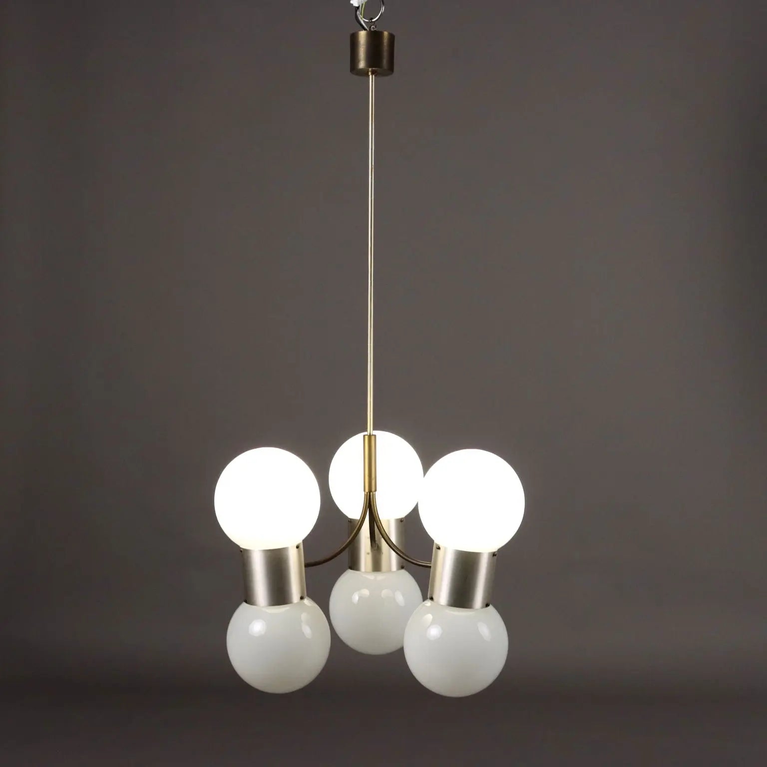 Vintage Ceiling Lamp Aluminium Glass Italy 1970s | Modernism | Lighting