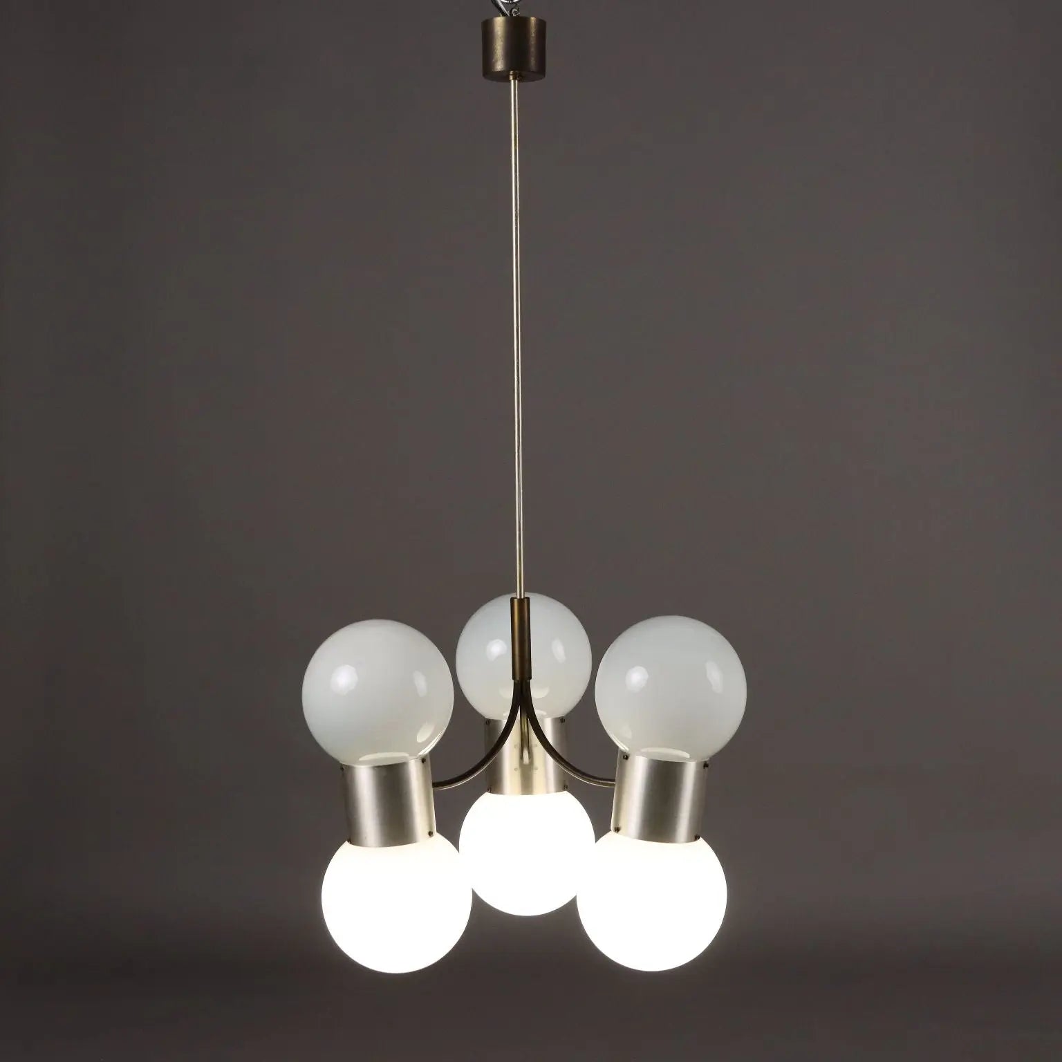 Vintage Ceiling Lamp Aluminium Glass Italy 1970s | Modernism | Lighting