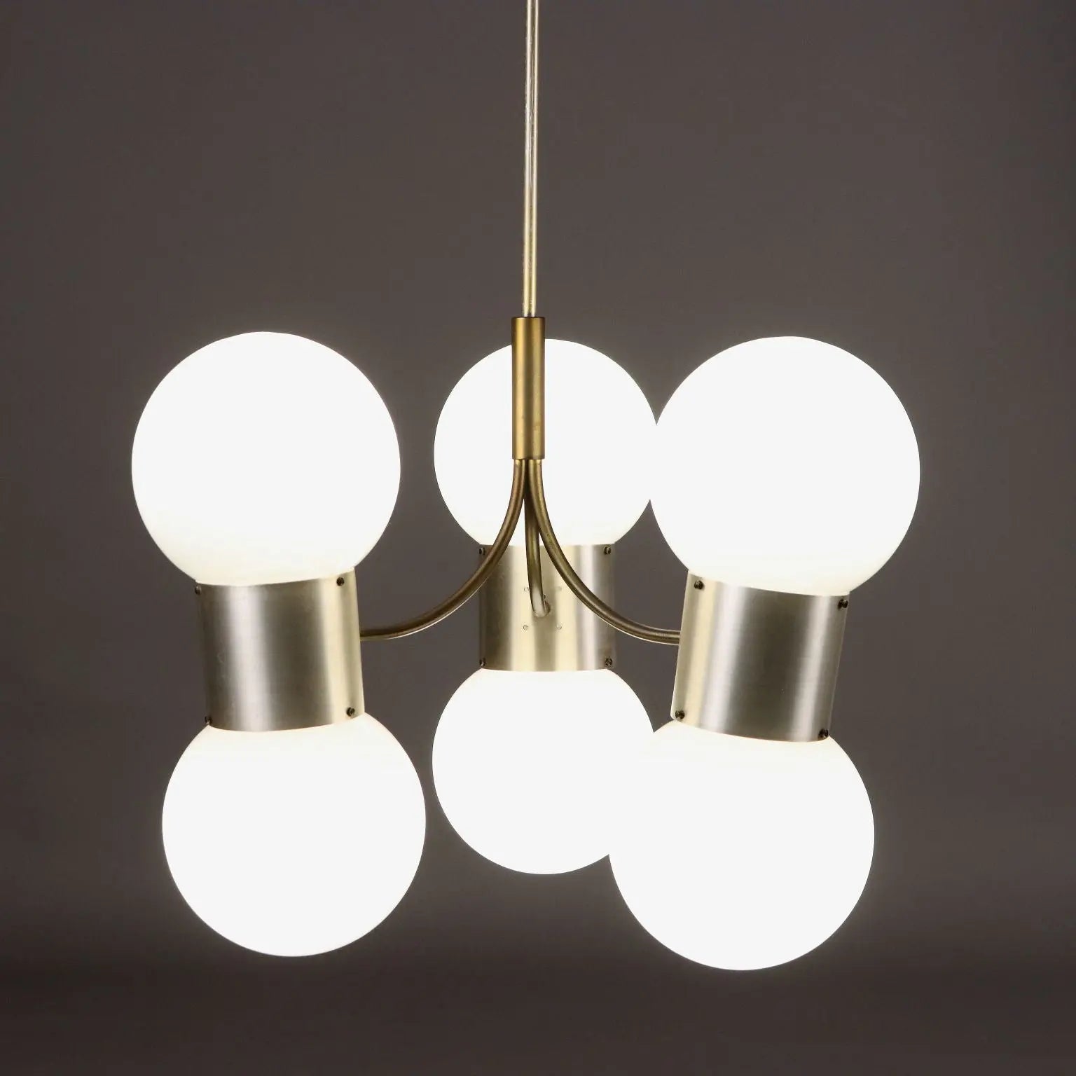 Vintage Ceiling Lamp Aluminium Glass Italy 1970s | Modernism | Lighting