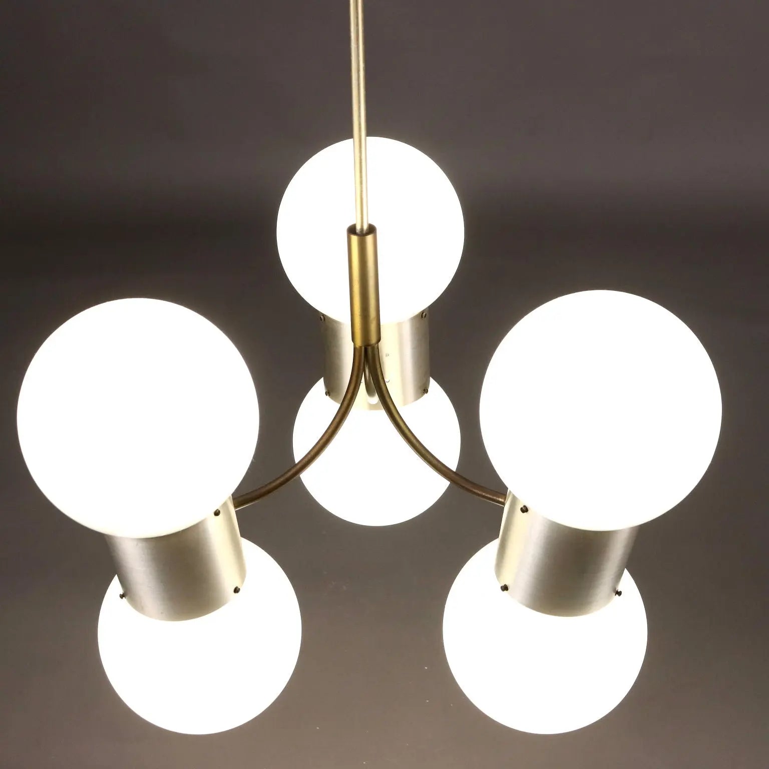 Vintage Ceiling Lamp Aluminium Glass Italy 1970s | Modernism | Lighting