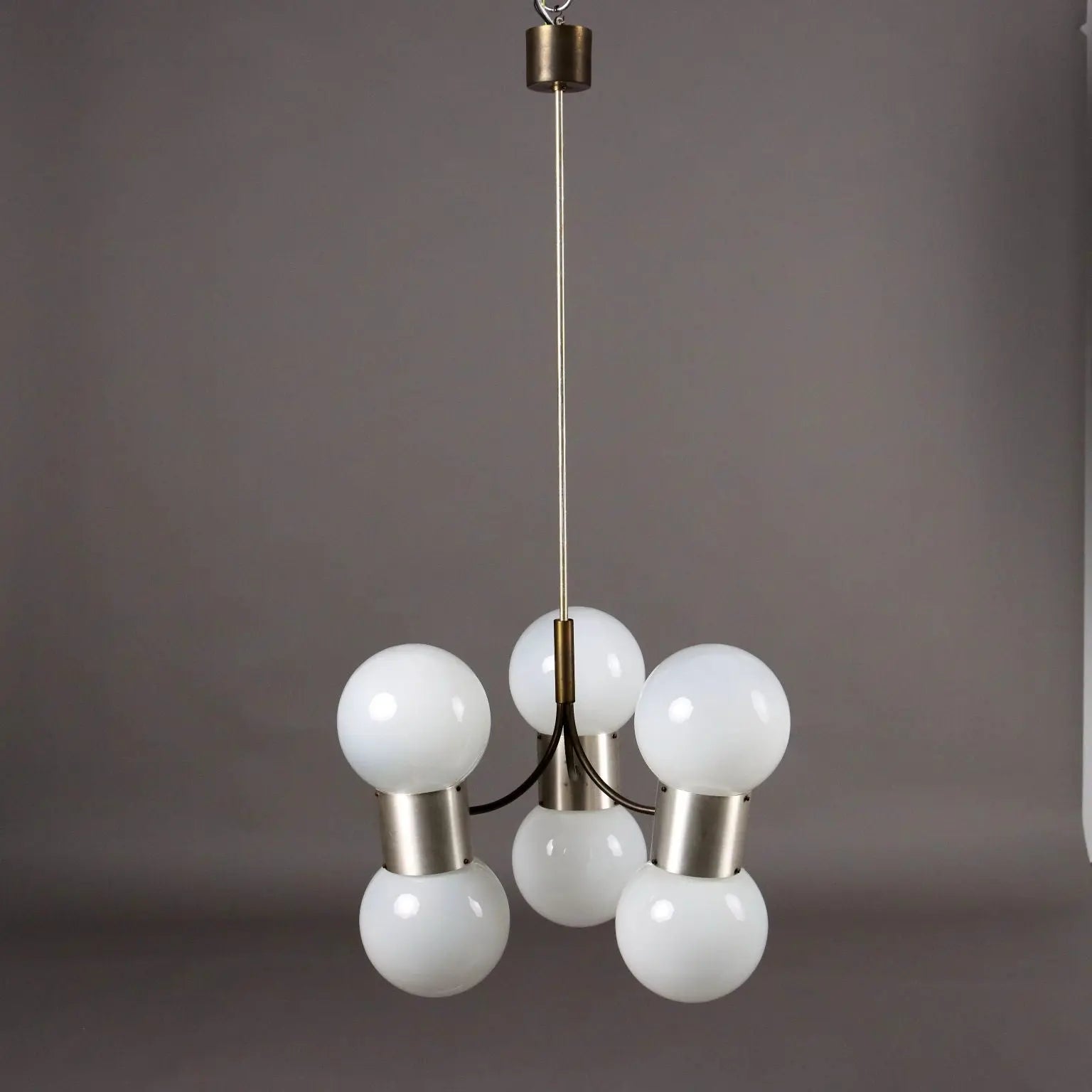 Vintage Ceiling Lamp Aluminium Glass Italy 1970s | Modernism | Lighting