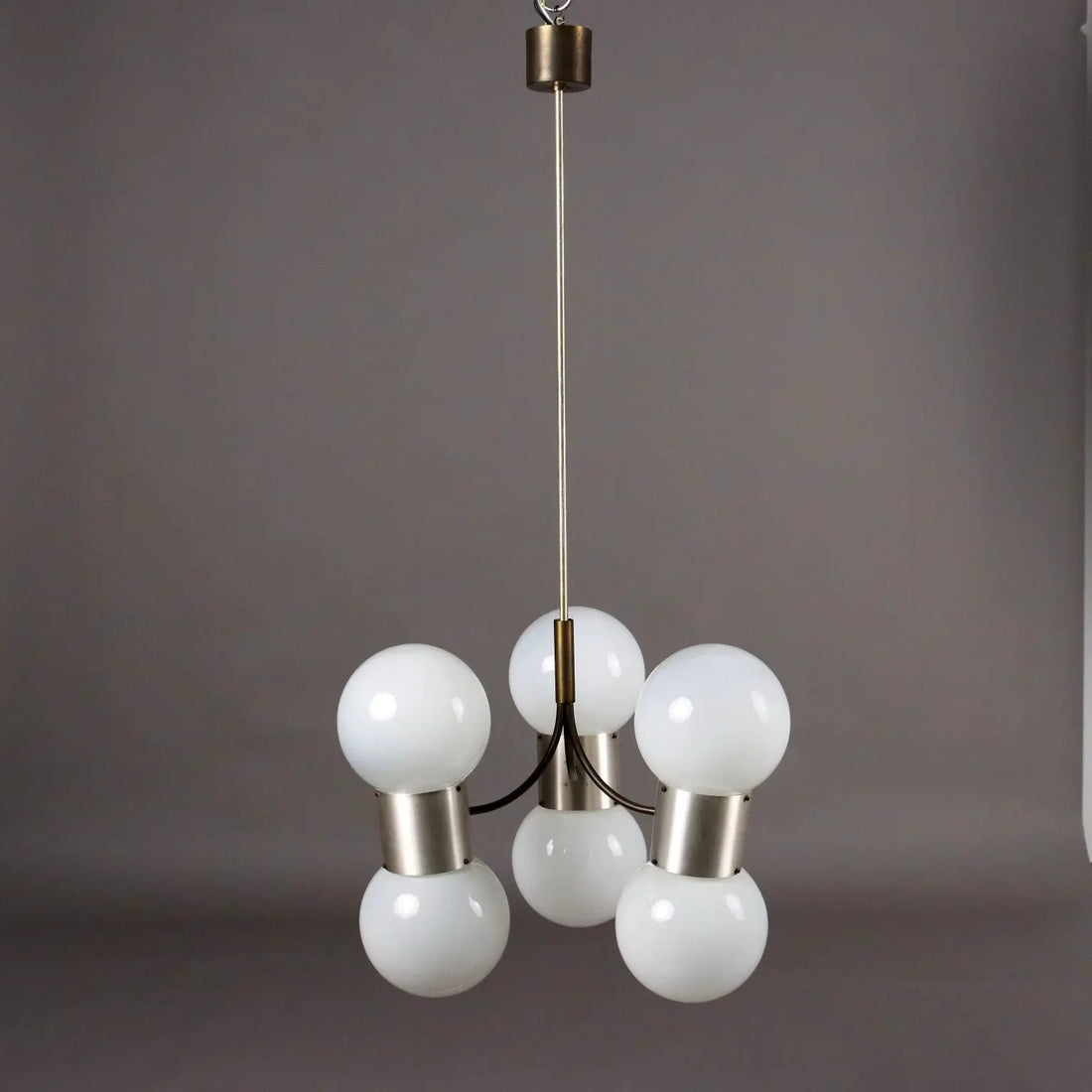 Vintage Ceiling Lamp Aluminium Glass Italy 1970s | Modernism | Lighting