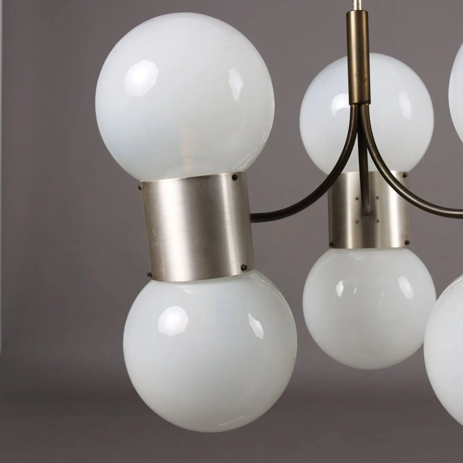 Vintage Ceiling Lamp Aluminium Glass Italy 1970s | Modernism | Lighting