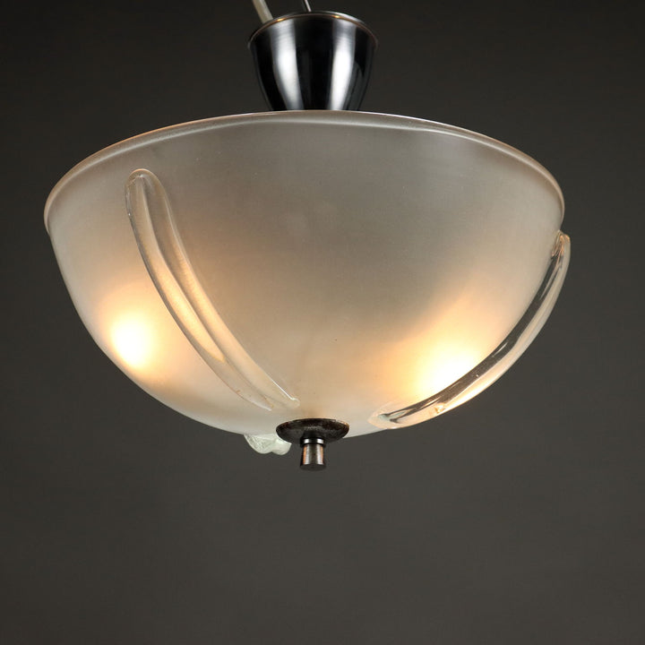 Vintage Ceiling Lamp Chromed Metal Glass Italy 1960s | Modernism  Lighting
