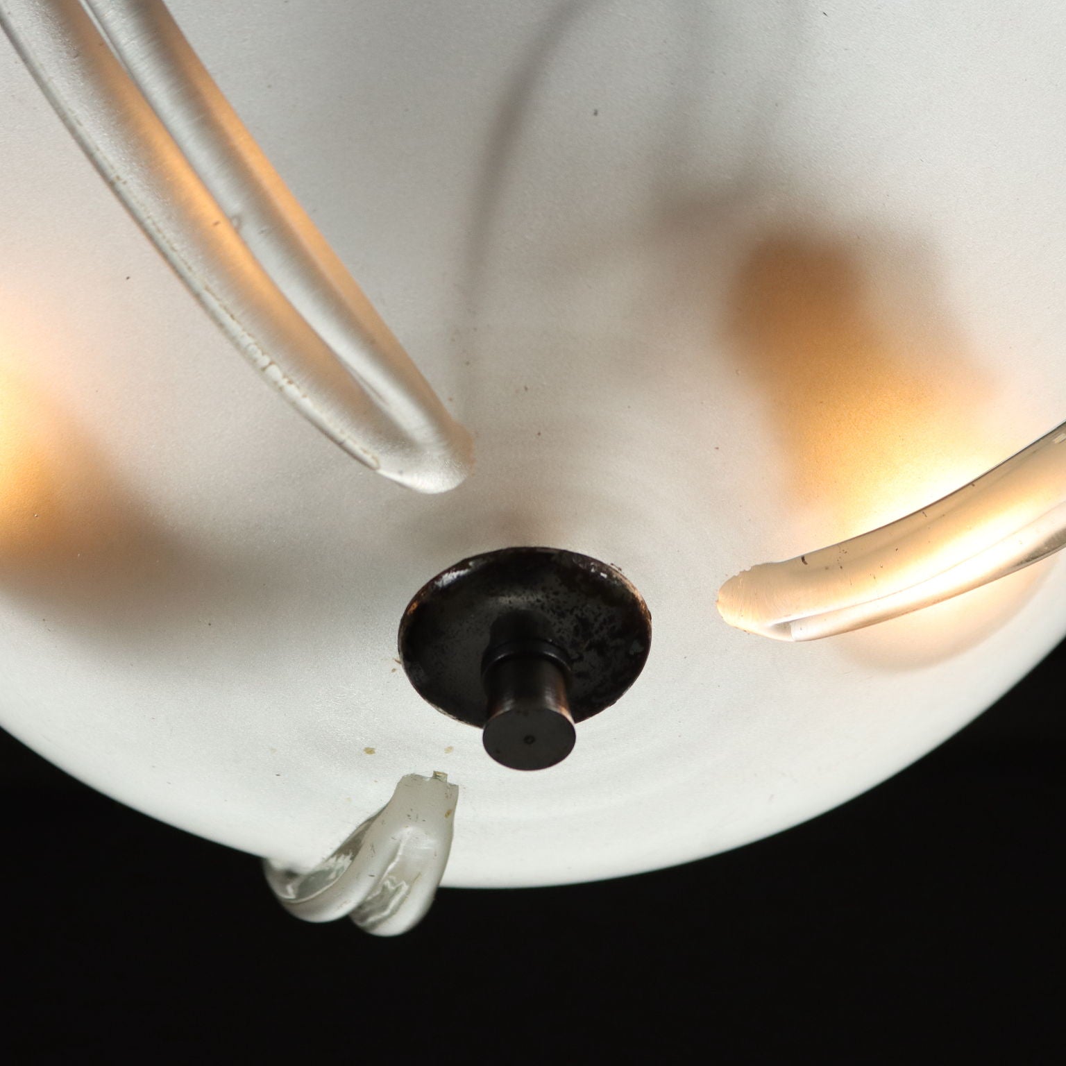 Vintage Ceiling Lamp Chromed Metal Glass Italy 1960s | Modernism  Lighting