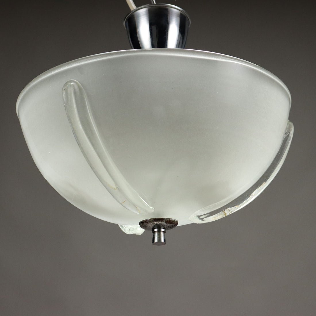 Vintage Ceiling Lamp Chromed Metal Glass Italy 1960s | Modernism  Lighting