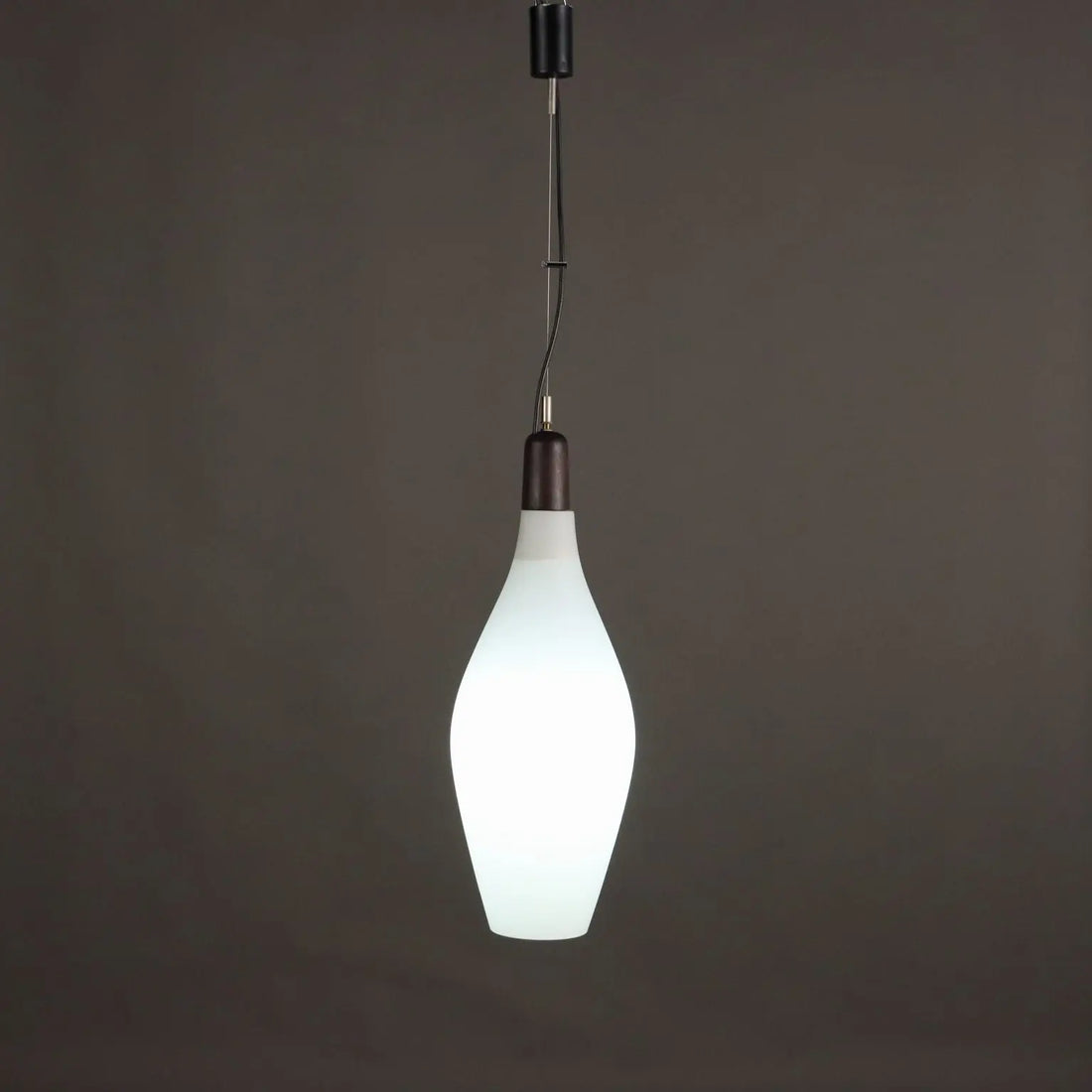 Vintage Ceiling Lamp Opaline Glass Teak Italy 1960s | Modernism | Lighting