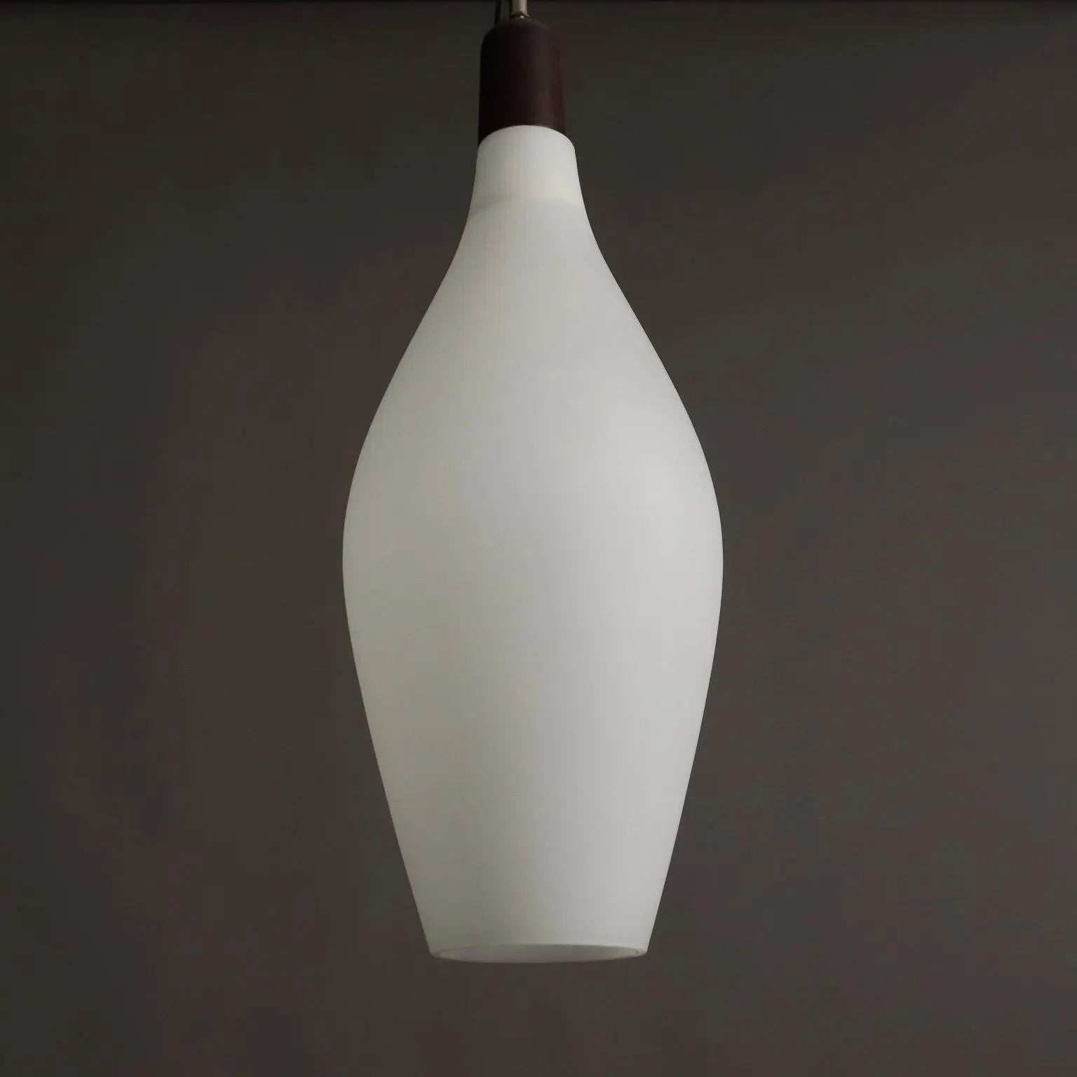 Vintage Ceiling Lamp Opaline Glass Teak Italy 1960s | Modernism | Lighting