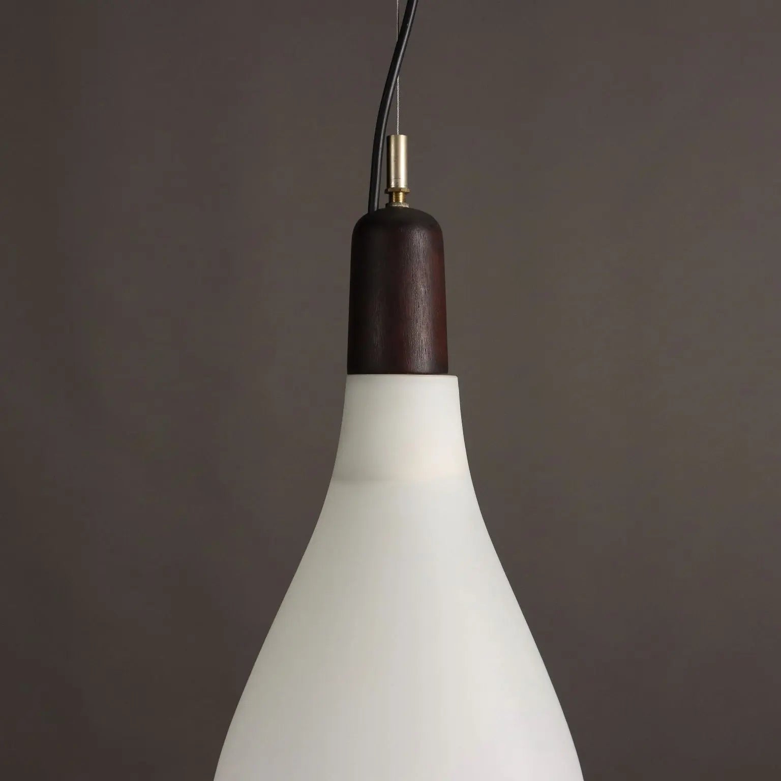 Vintage Ceiling Lamp Opaline Glass Teak Italy 1960s | Modernism | Lighting