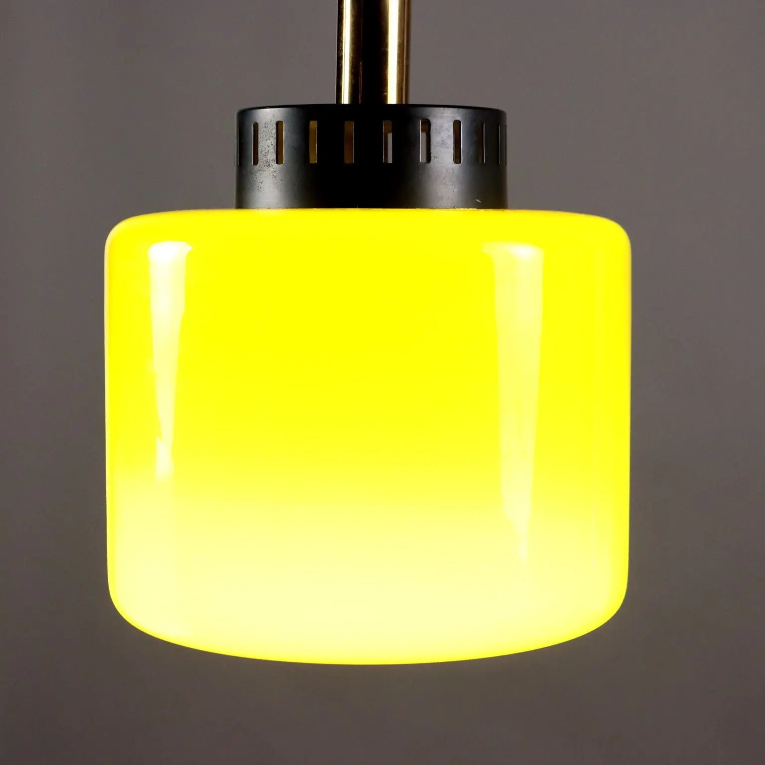 Vintage Ceiling Lamp Glass Aluminium Brass Italy 1960s