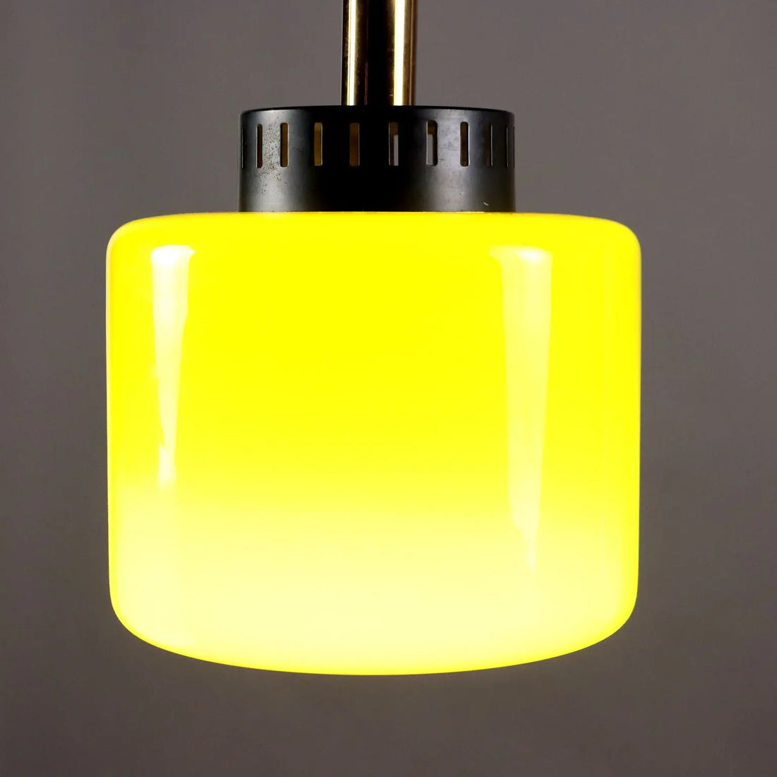 Vintage Ceiling Lamp Glass Aluminium Brass Italy 1960s