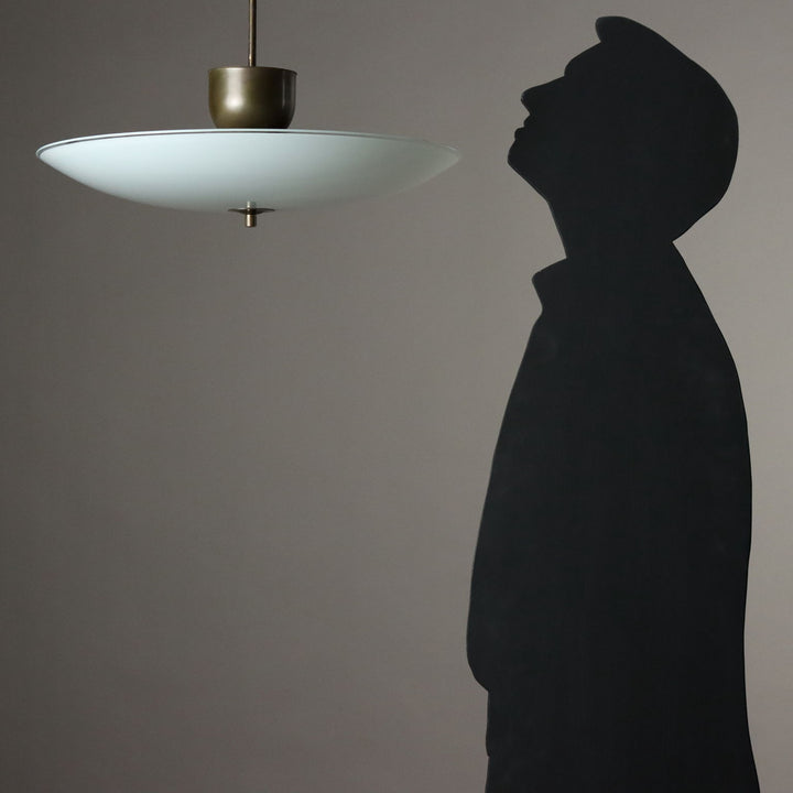 Vintage Chandelier Brass Glass Italy 1950s Original | Modernism  Lighting