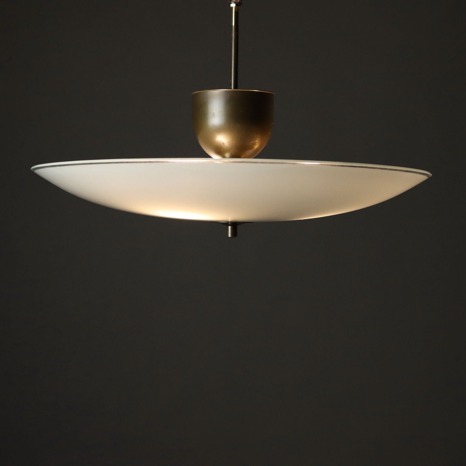 Vintage Chandelier Brass Glass Italy 1950s Original | Modernism  Lighting