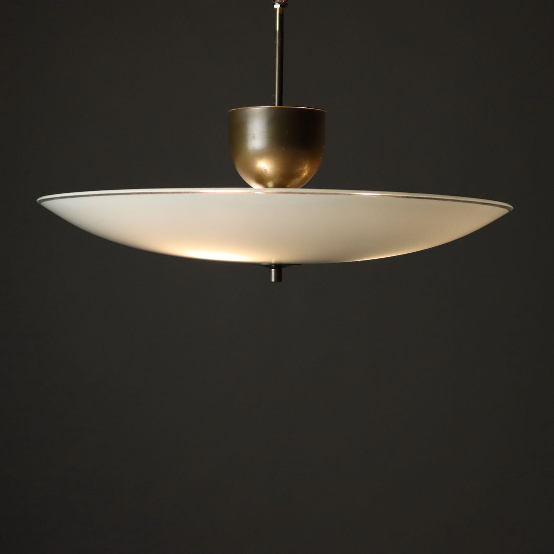 Vintage Chandelier Brass Glass Italy 1950s Original | Modernism  Lighting