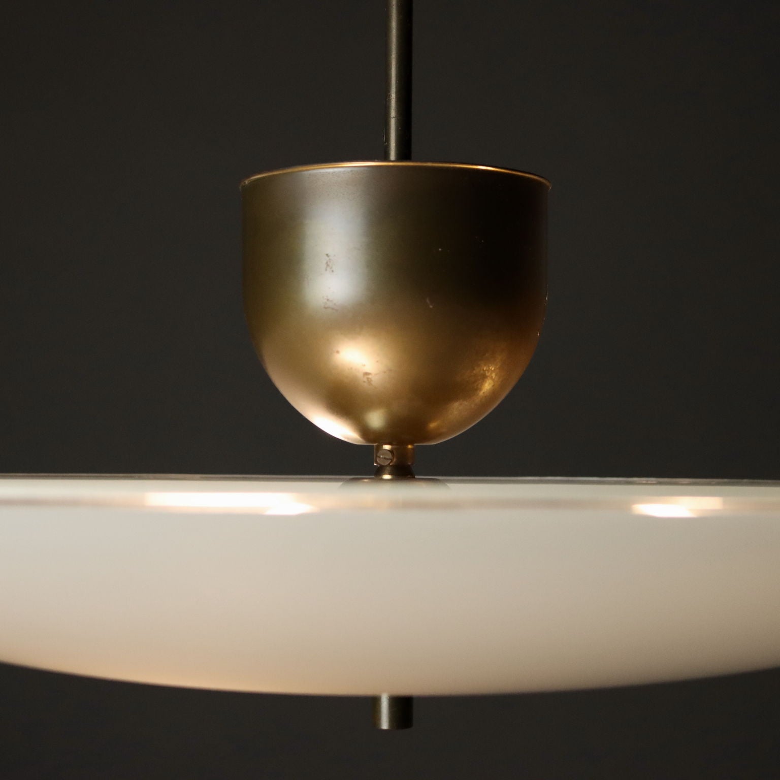 Vintage Chandelier Brass Glass Italy 1950s Original | Modernism  Lighting