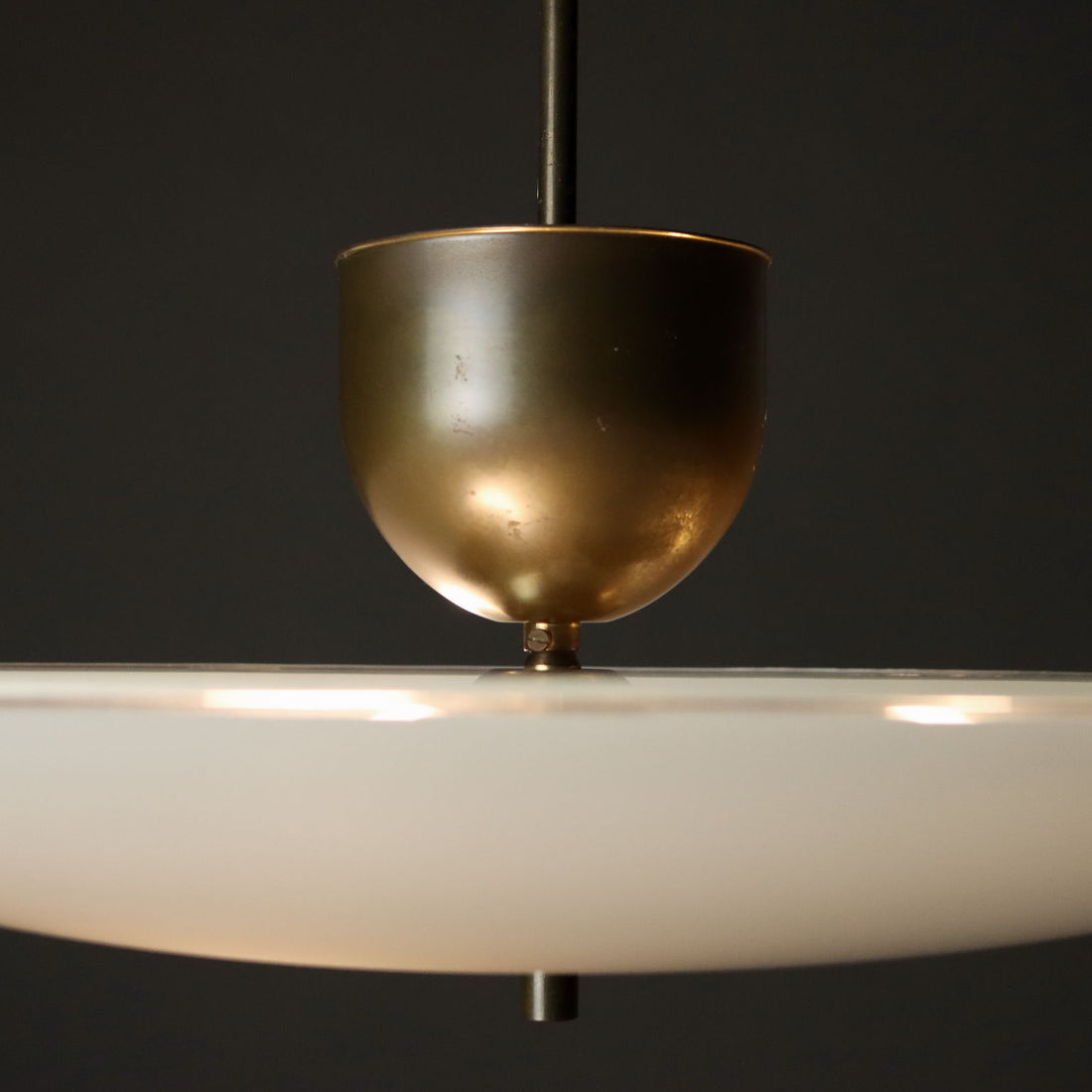 Vintage Chandelier Brass Glass Italy 1950s Original | Modernism  Lighting