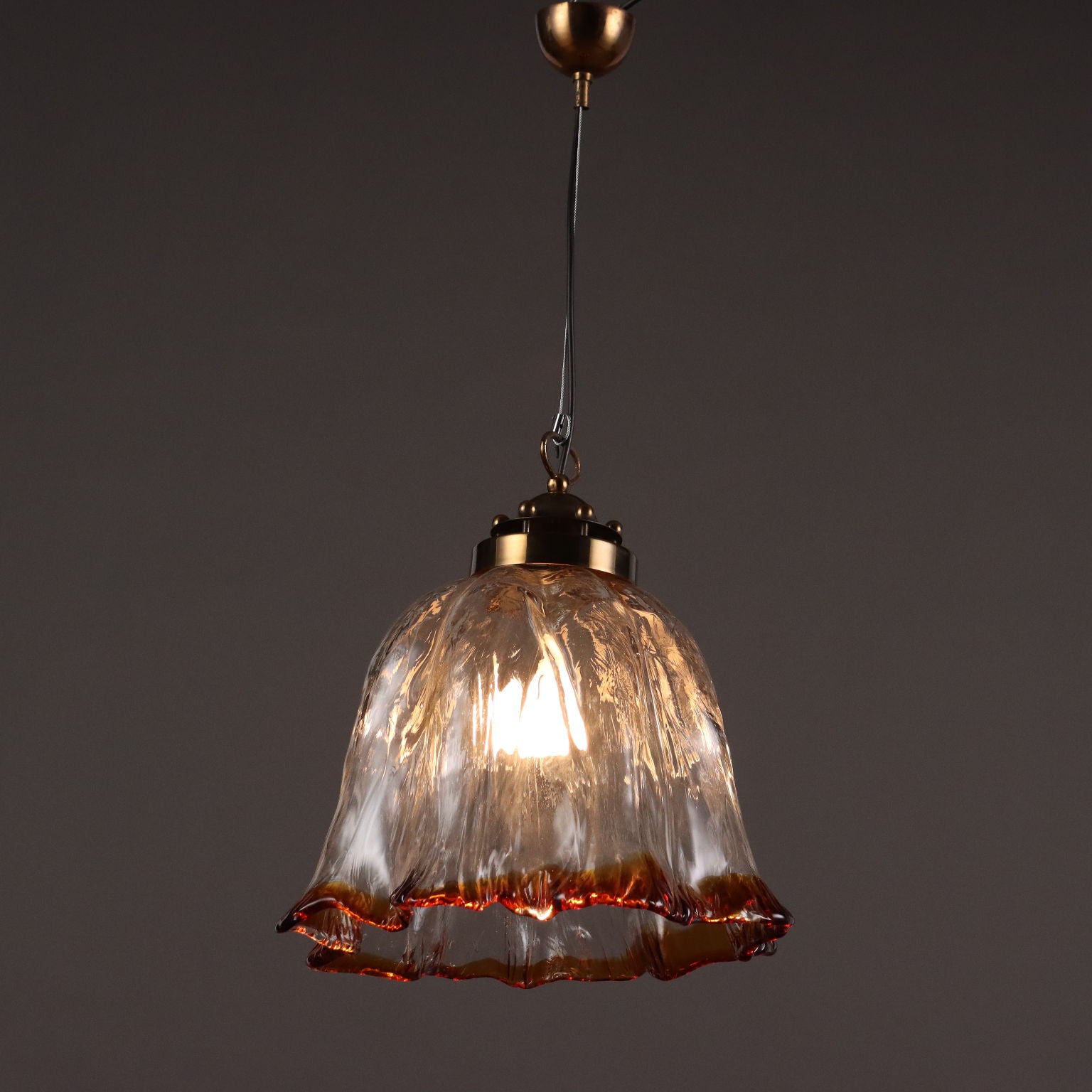 Vintage Ceiling Lamp Brass Glass Italy 1980s | Modernism  Lighting