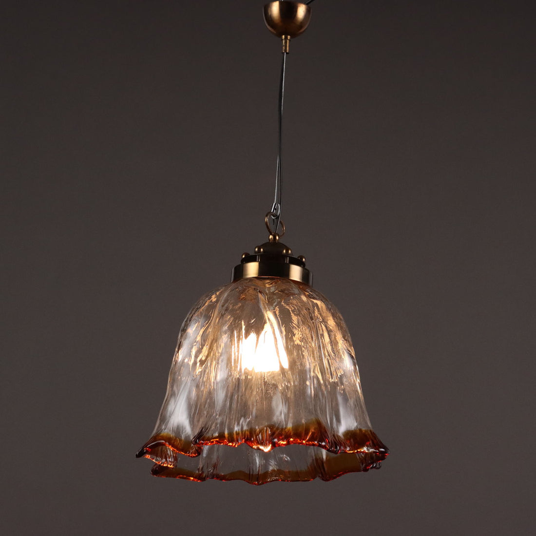 Vintage Ceiling Lamp Brass Glass Italy 1980s | Modernism  Lighting