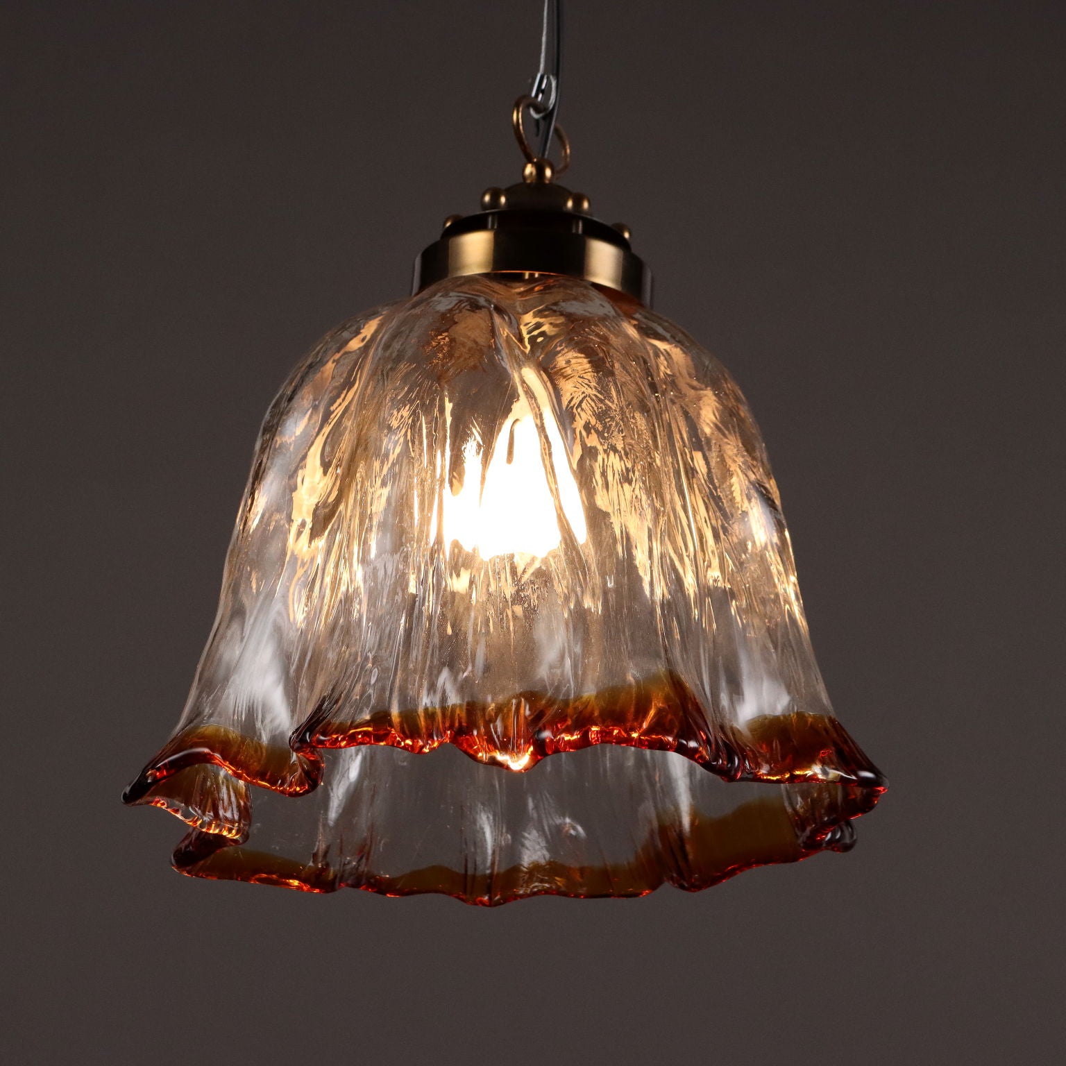 Vintage Ceiling Lamp Brass Glass Italy 1980s | Modernism  Lighting