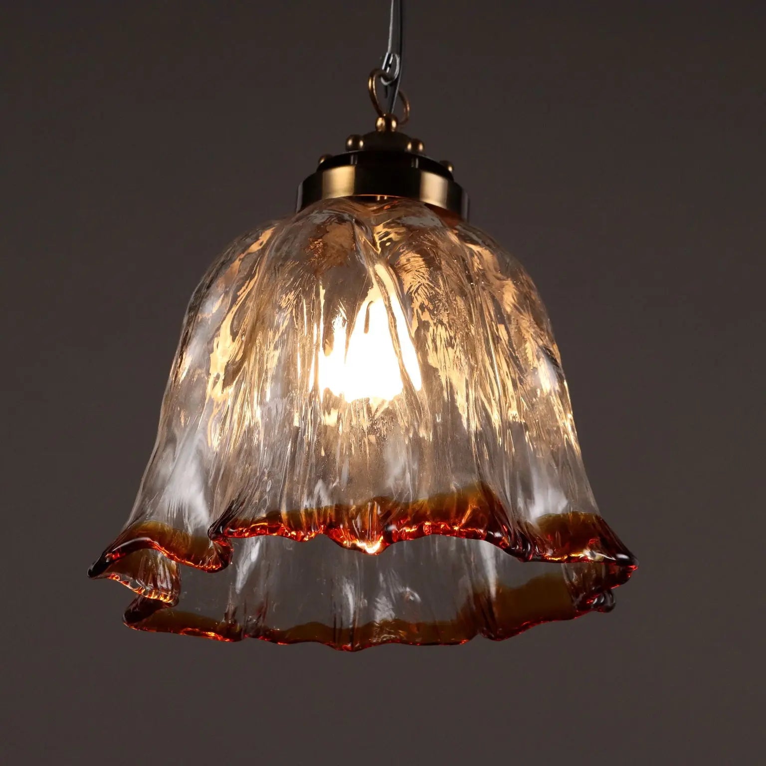 Vintage Ceiling Lamp Brass Glass Italy 1980s | Modernism | Lighting