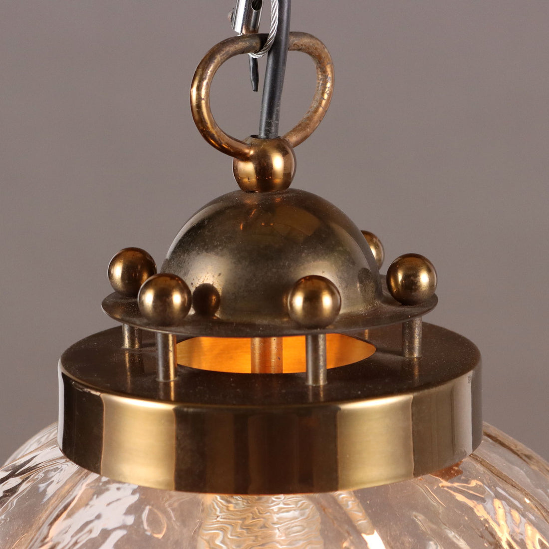 Vintage Ceiling Lamp Brass Glass Italy 1980s | Modernism  Lighting