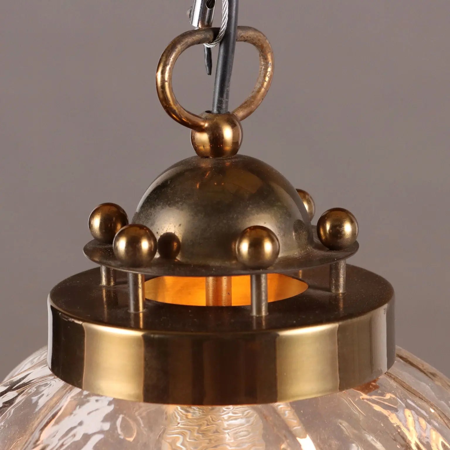 Vintage Ceiling Lamp Brass Glass Italy 1980s | Modernism | Lighting