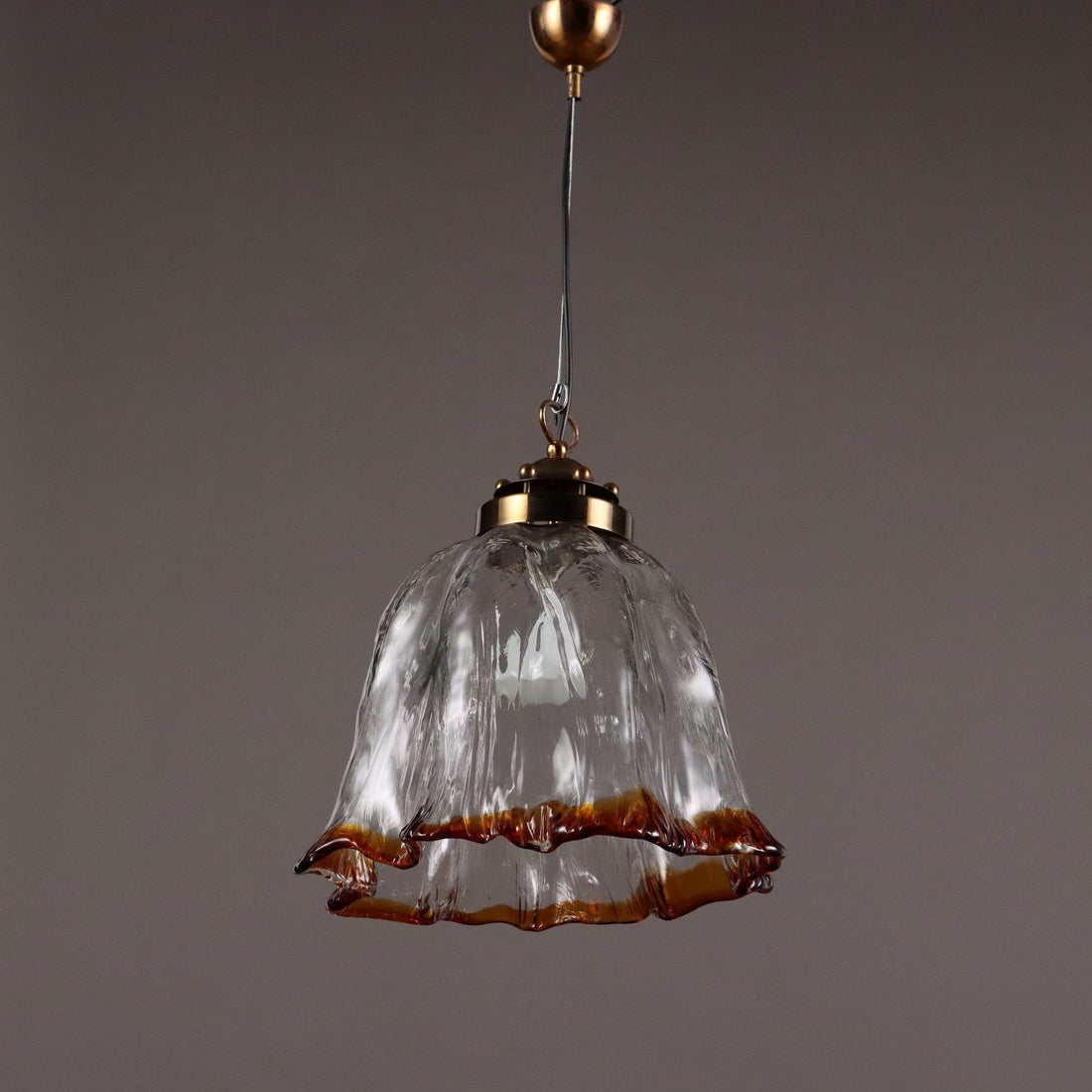 Vintage Ceiling Lamp Brass Glass Italy 1980s | Modernism  Lighting