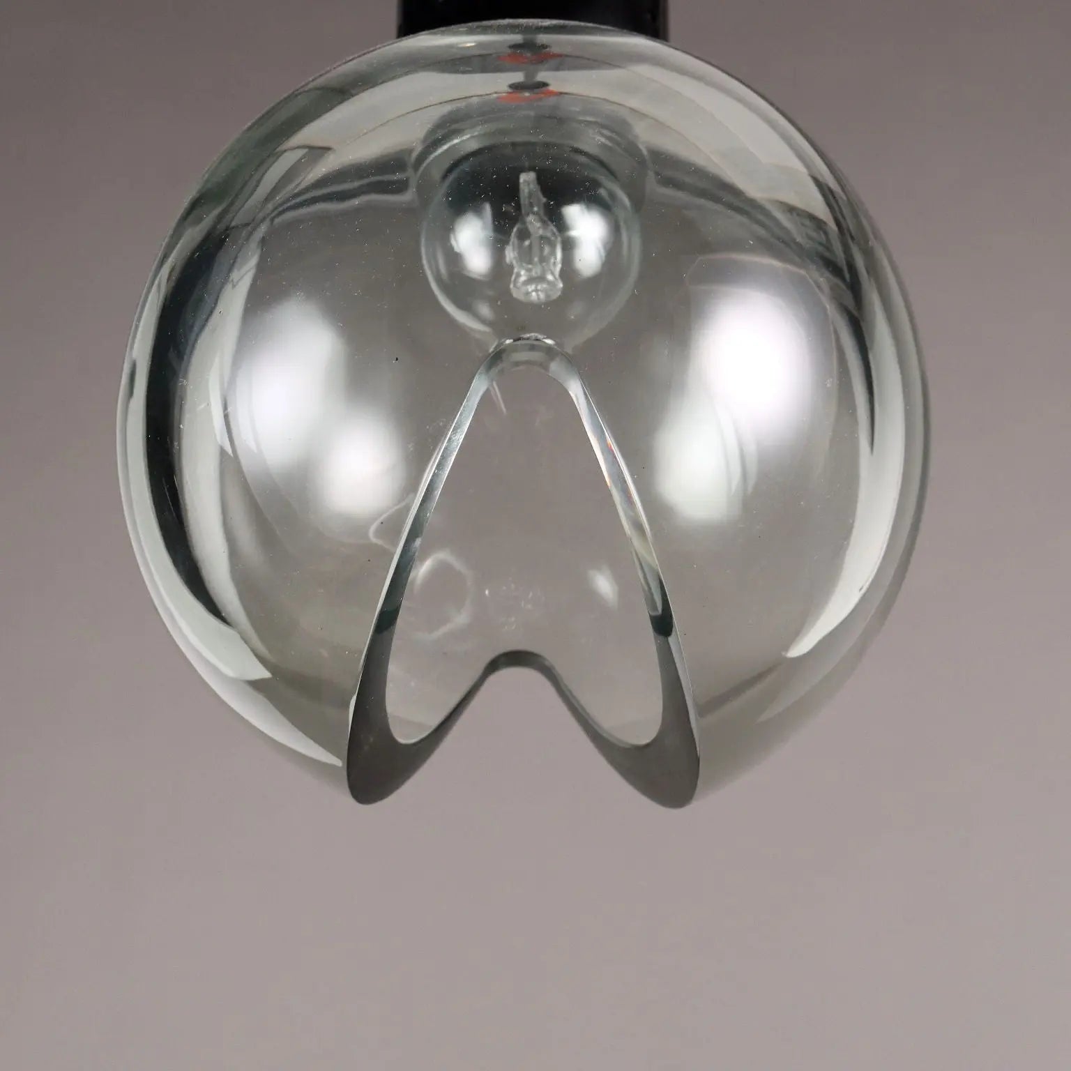 Vintage Ceiling Lamp Aluminium Glass Italy 1960s | Modernism | Lighting