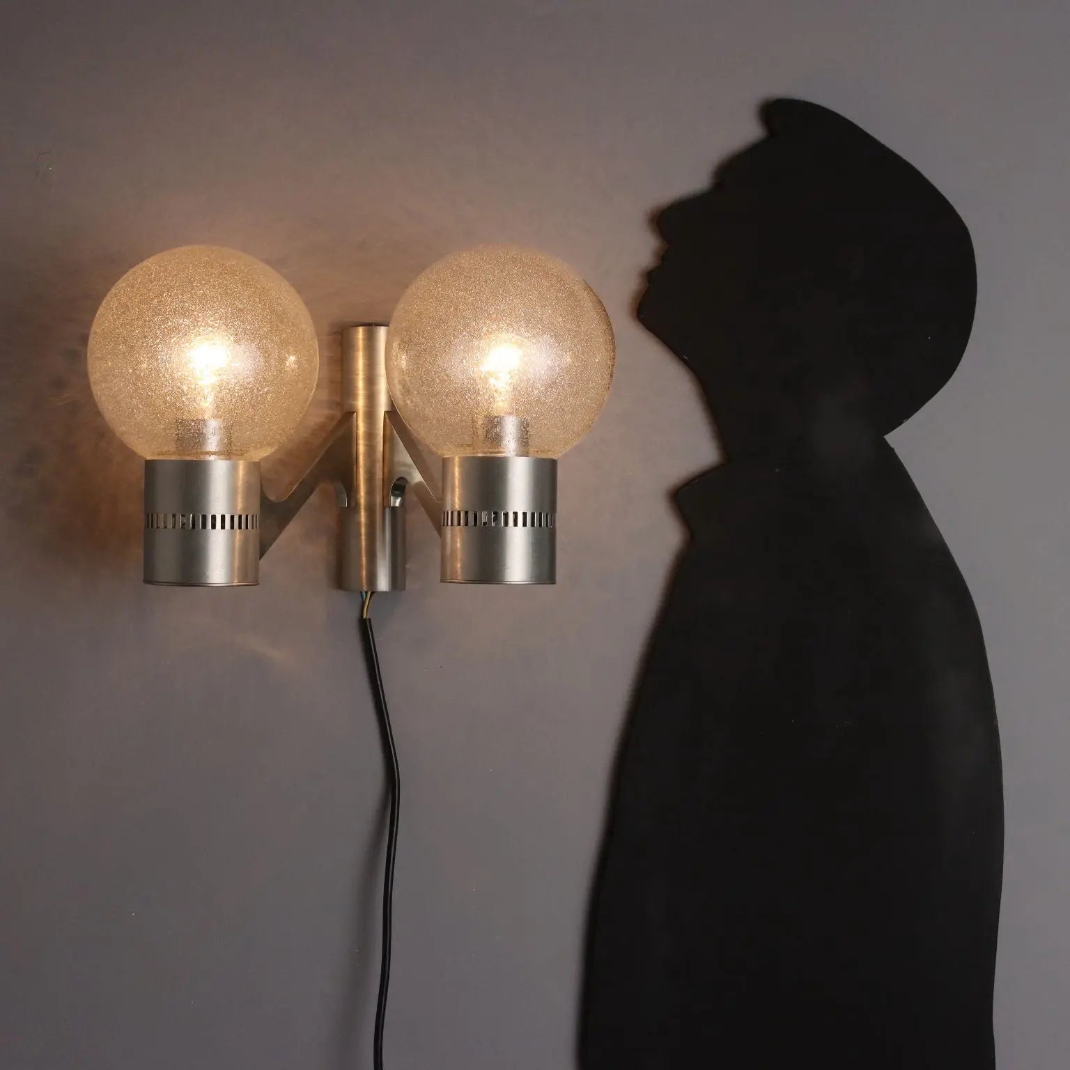Vintage Wall Lamp Aluminium Glass Design Made in Italy 1960s | Modernism | Lighting