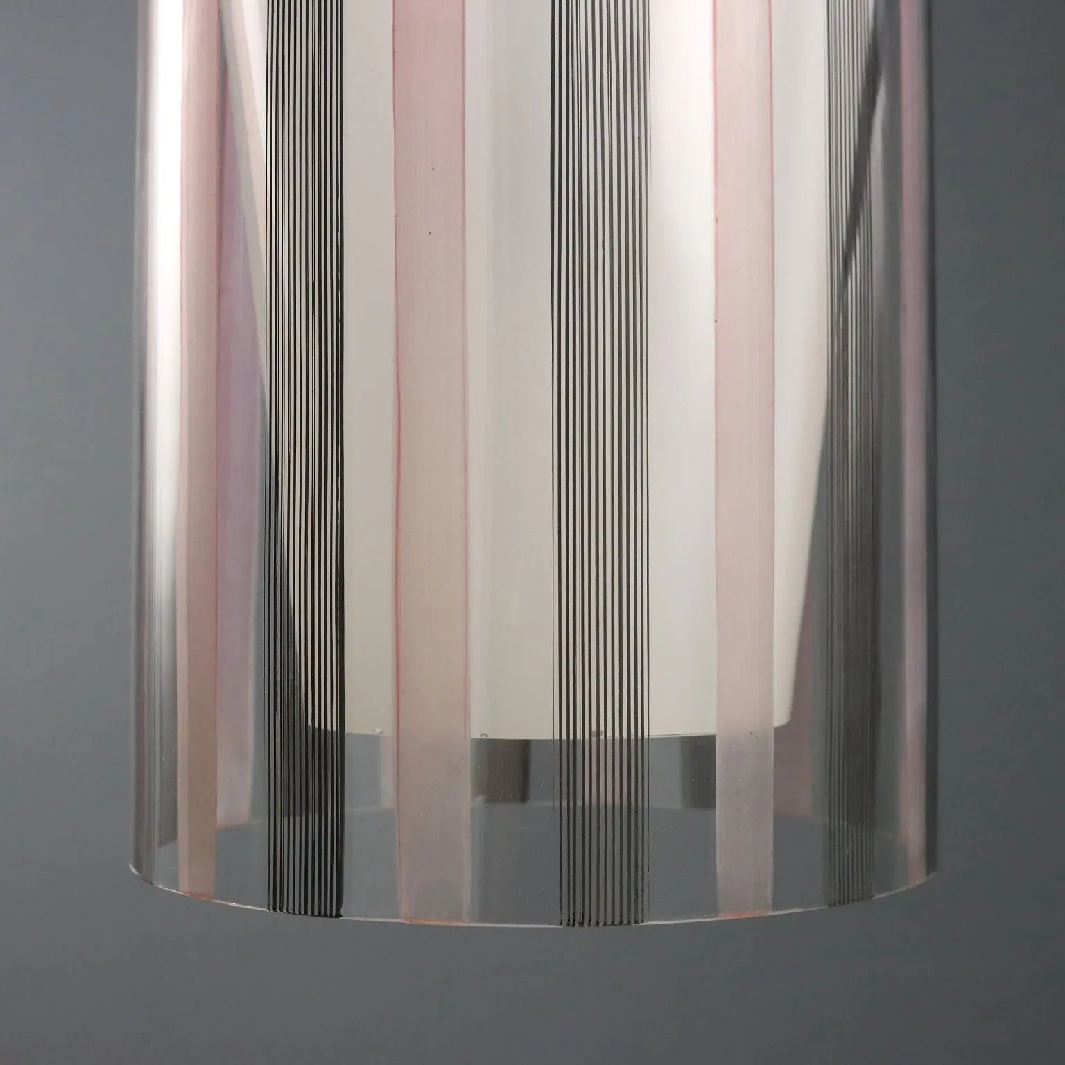 Pendant Lamp in Pink and Black Glass - 1970s
