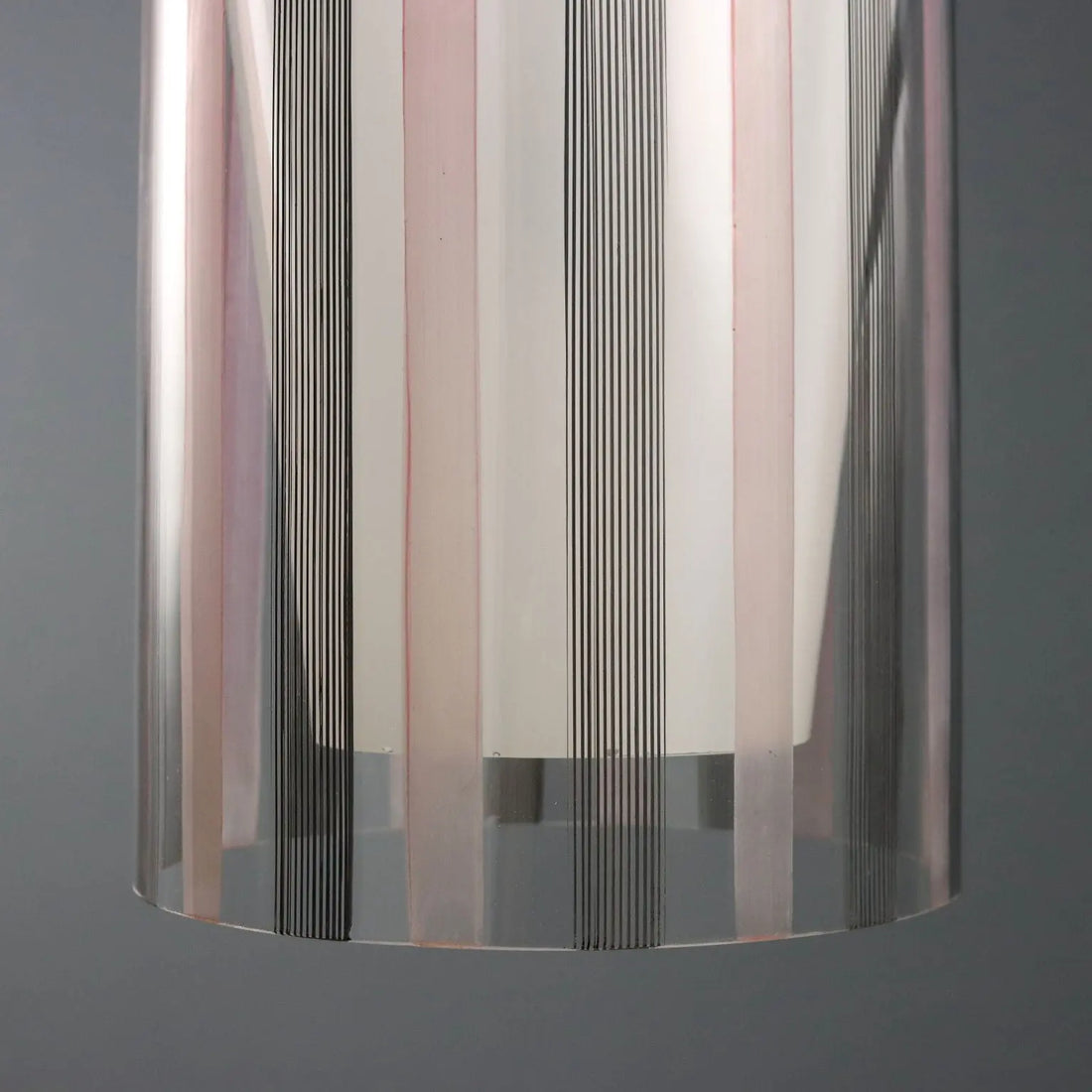 Pendant Lamp in Pink and Black Glass - 1970s