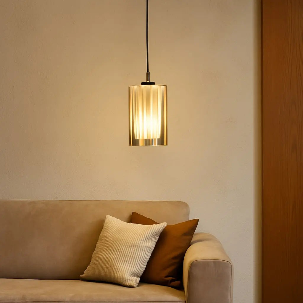 Pendant Lamp in Pink and Black Glass - 1970s
